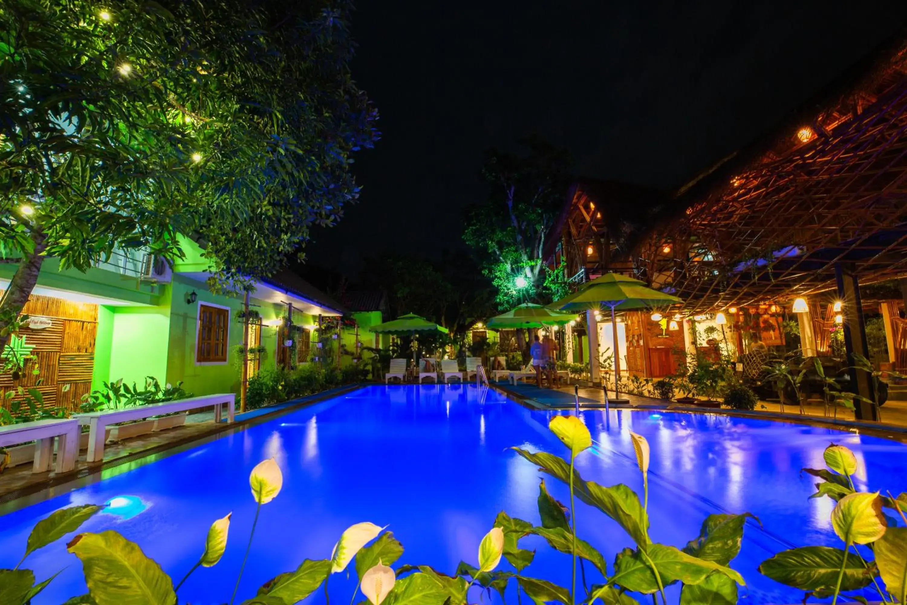 Night, Swimming Pool in Bamboo Resort Phu Quoc