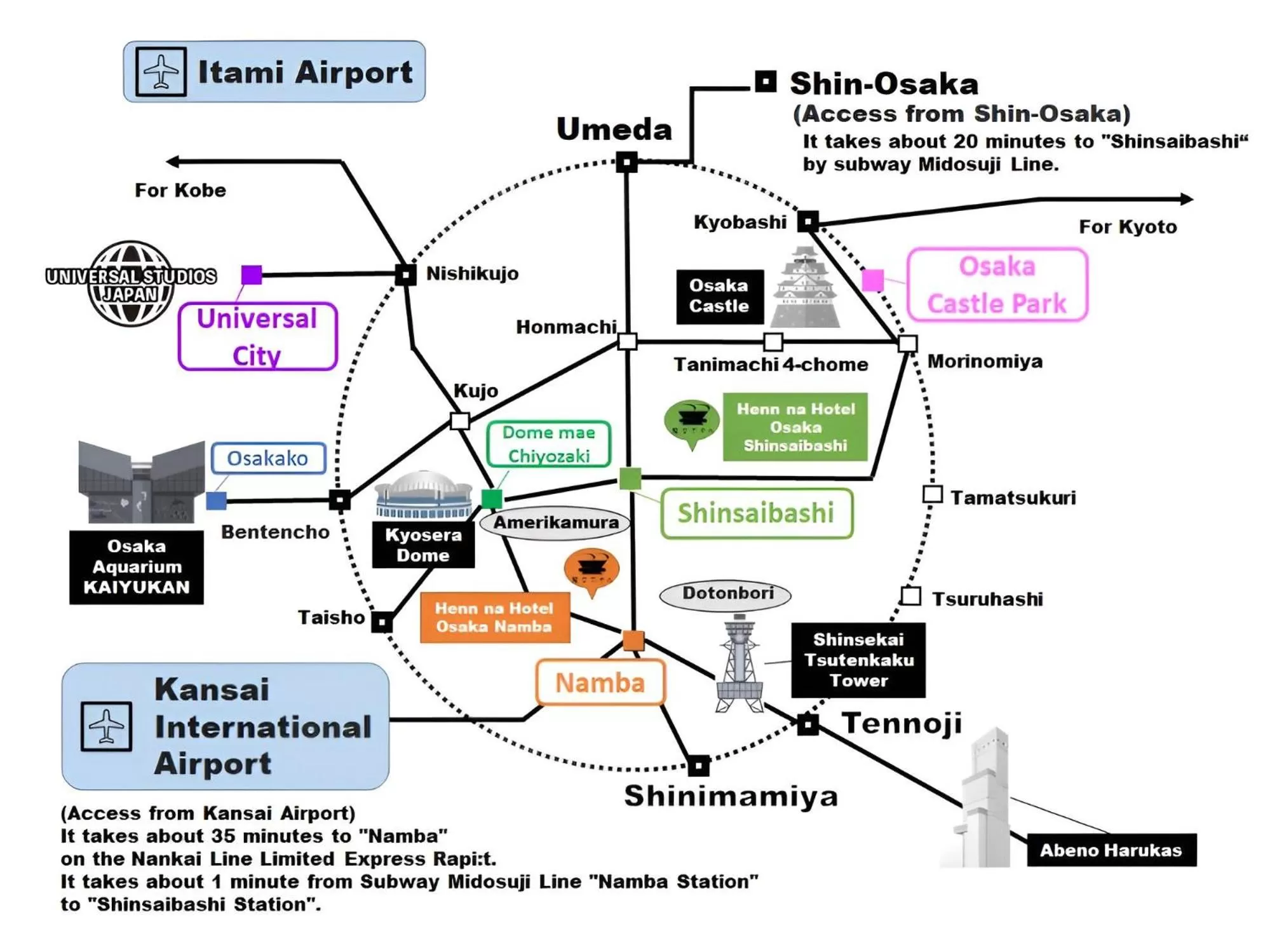 Nearby landmark in Henn na Hotel Osaka Shinsaibashi