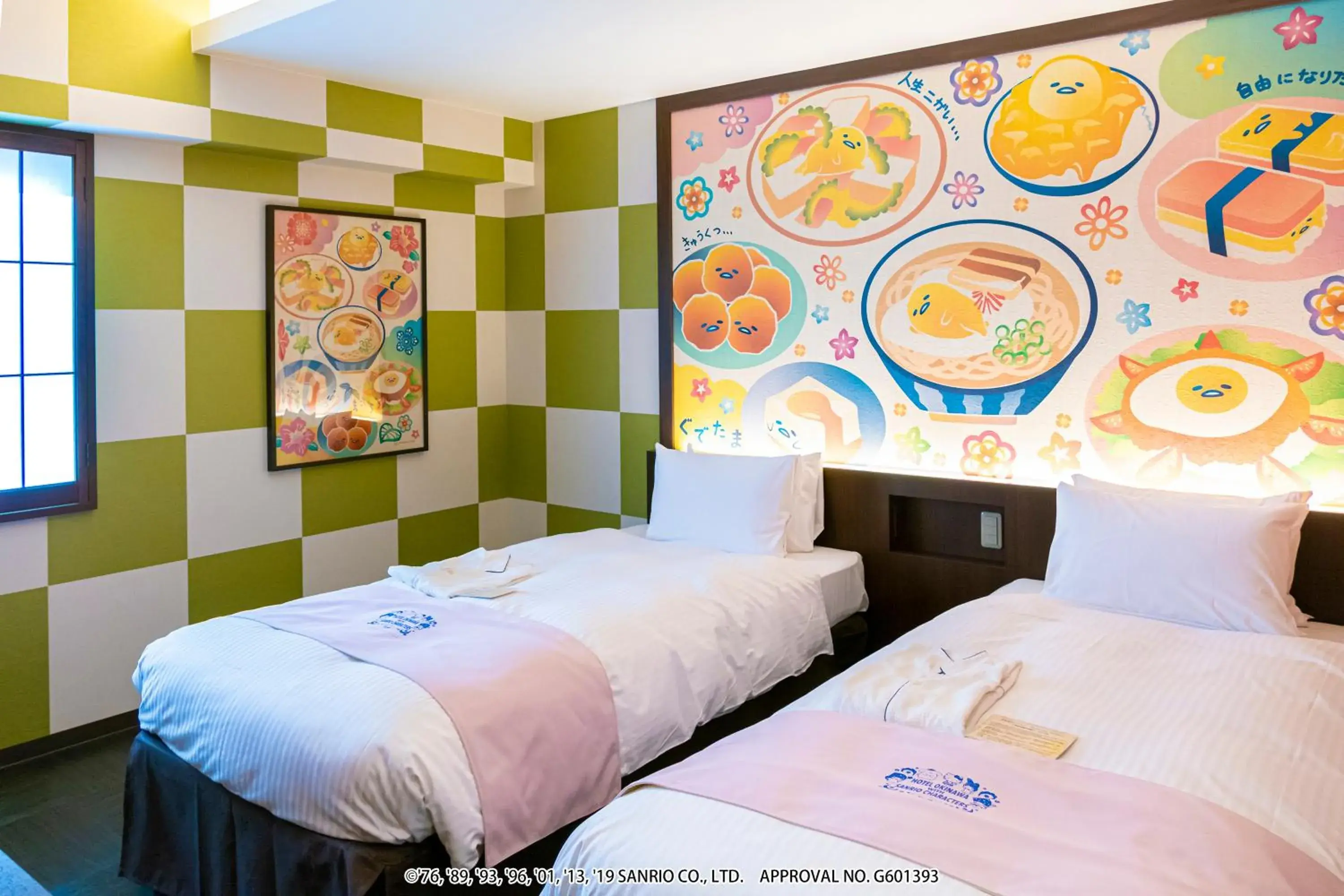 Bed in Hotel Okinawa With Sanrio Characters