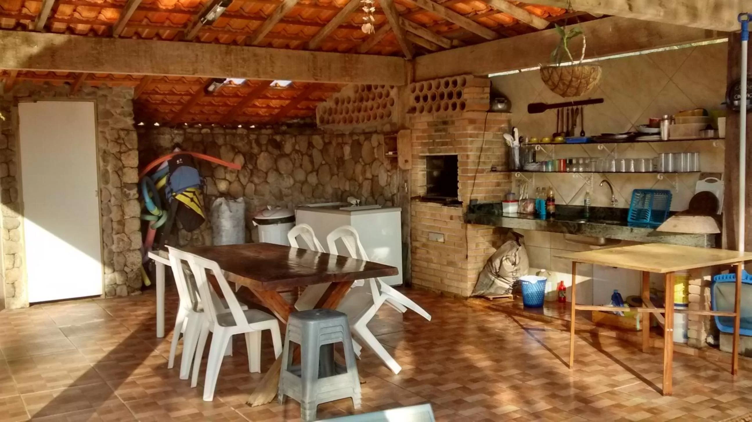 BBQ facilities in Pousada Na Praia Ubatuba