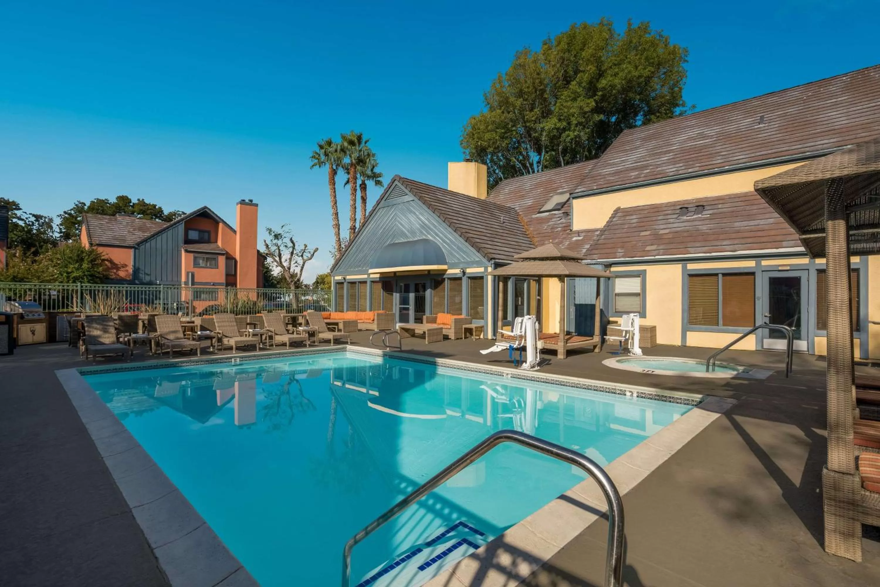 Pool view in SenS Suites Livermore; SureStay Collection by Best Western