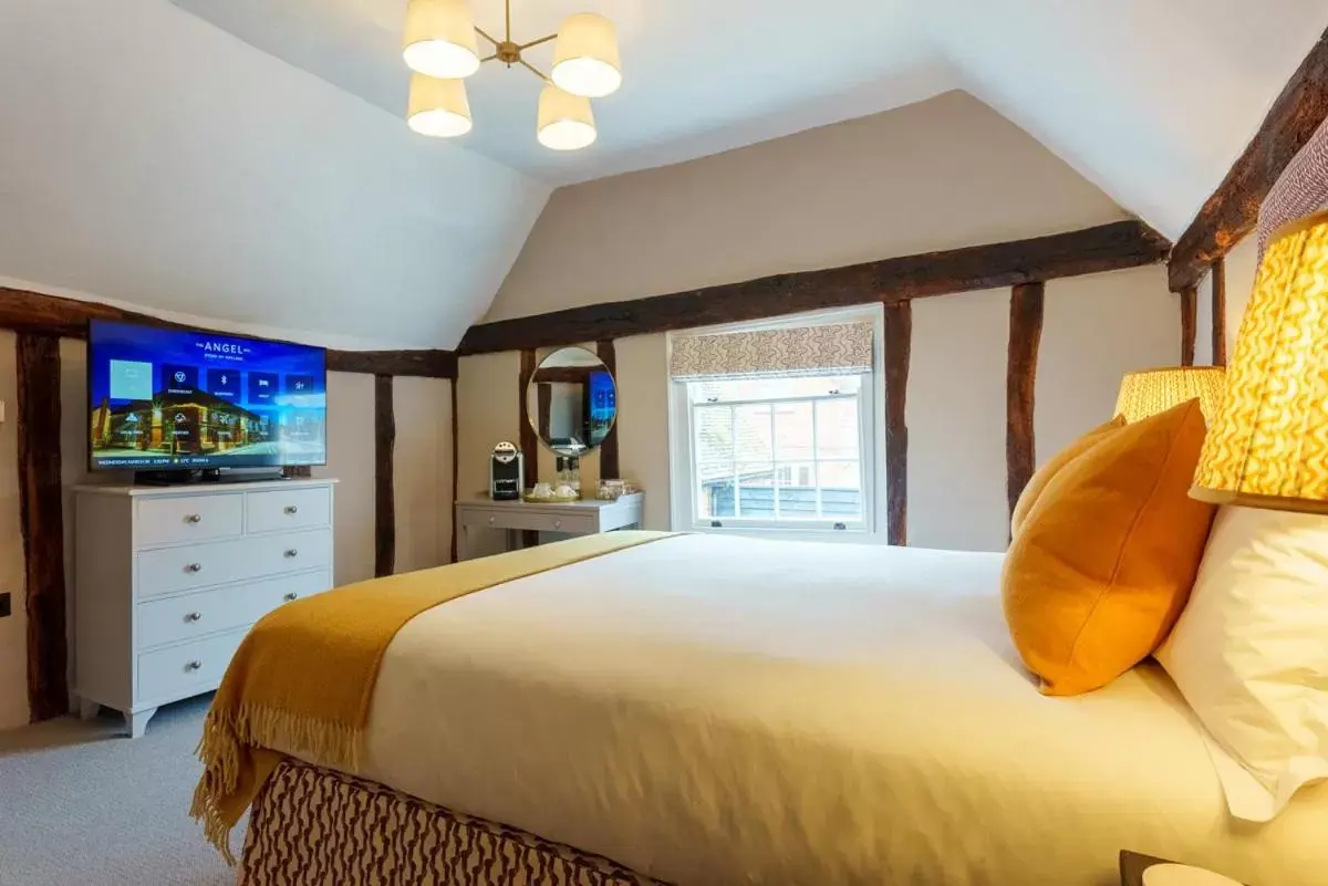 Bed in The Angel Inn, Stoke-by-Nayland