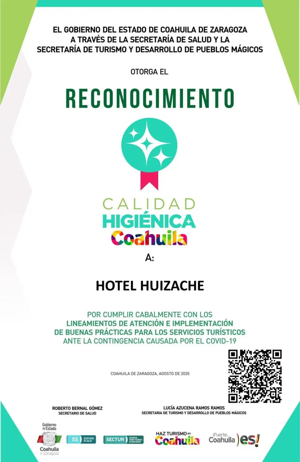 Certificate/Award in Hotel Huizache
