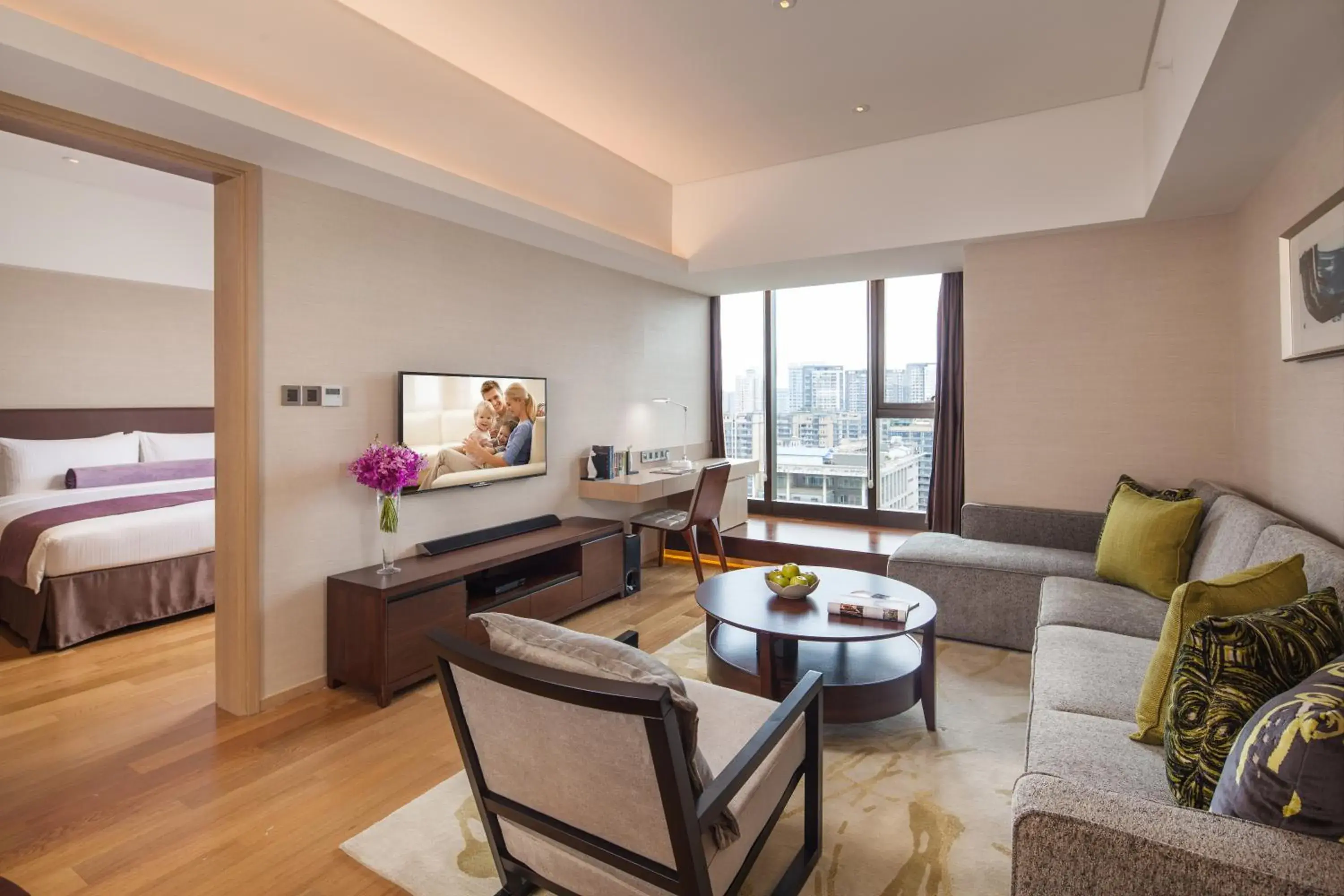 TV and multimedia, Bed in Somerset Xindicheng Xi'an TV and multimedia, Bed in Somerset Xindicheng Xi'an