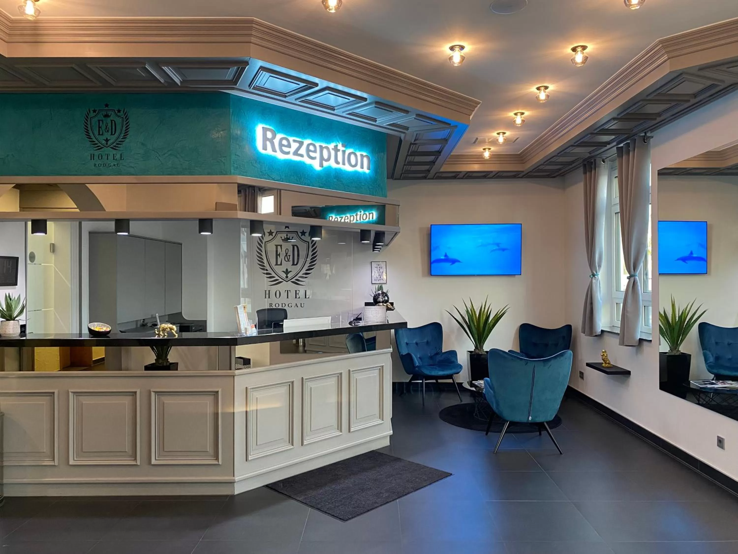 Lobby or reception in E&D Hotel Rodgau