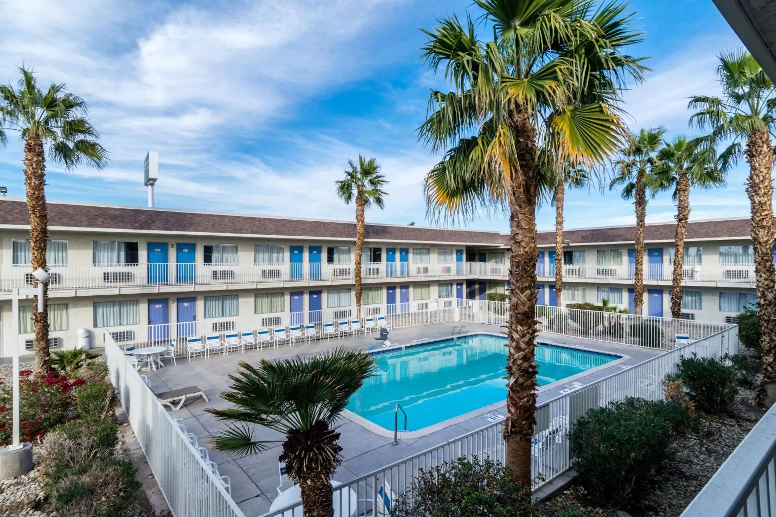 Patio, Pool View in Motel 6-El Centro, CA