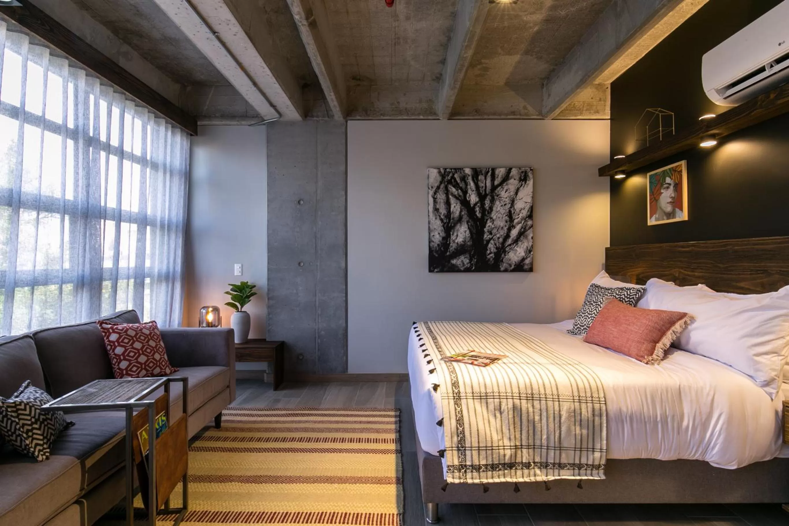 Bed in Factory Lofts Hotel