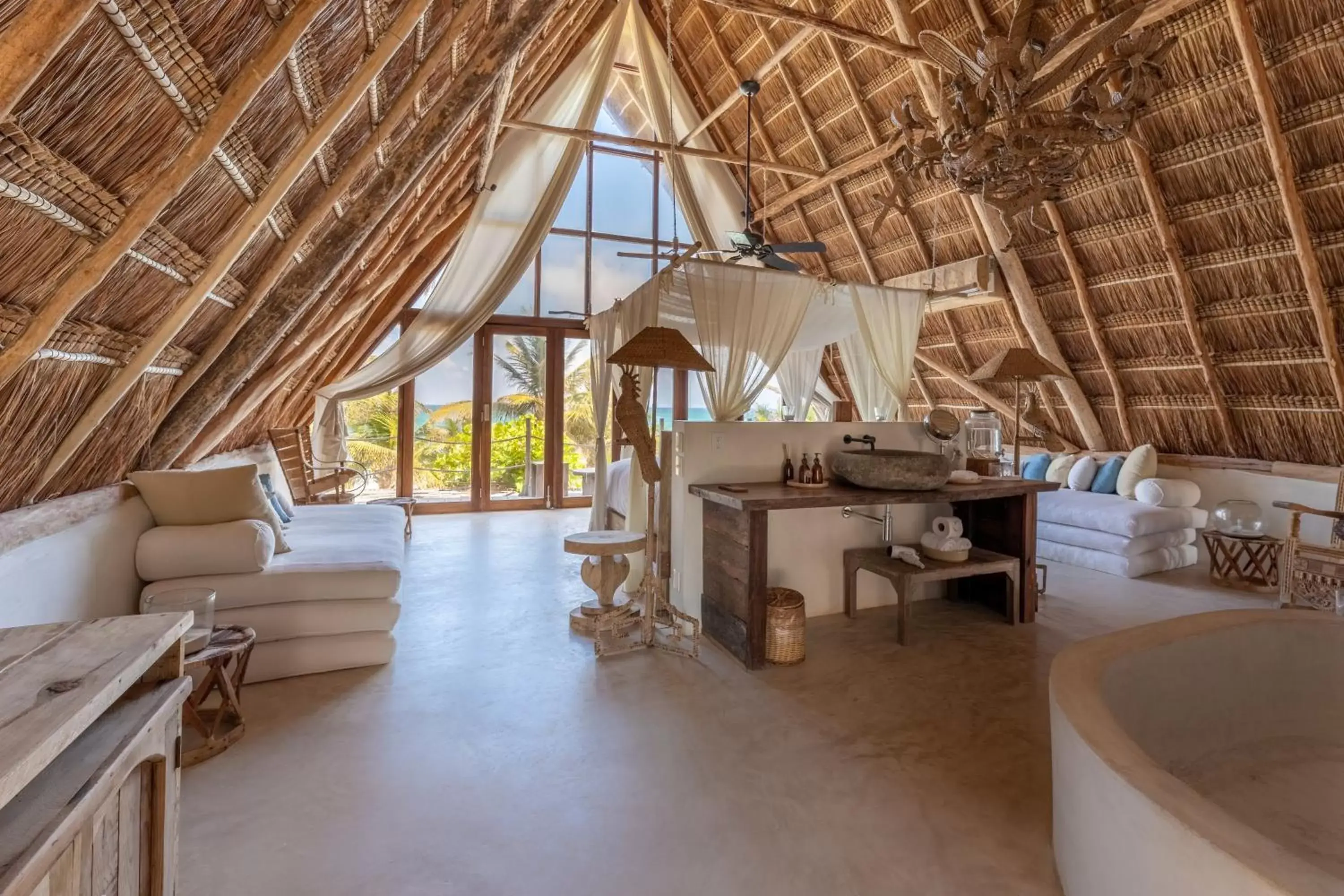 Living room in La Valise Tulum