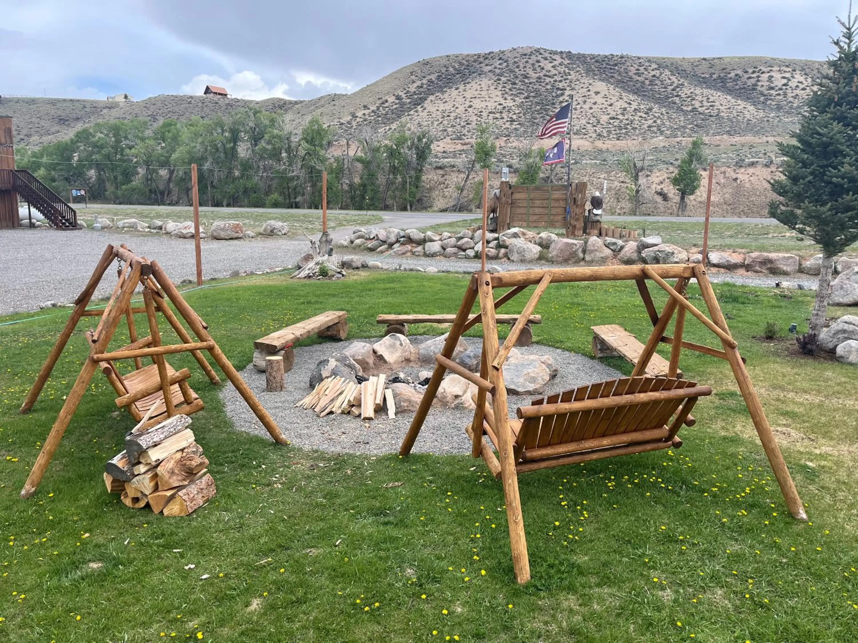fireplace in Chinook Winds Lodge