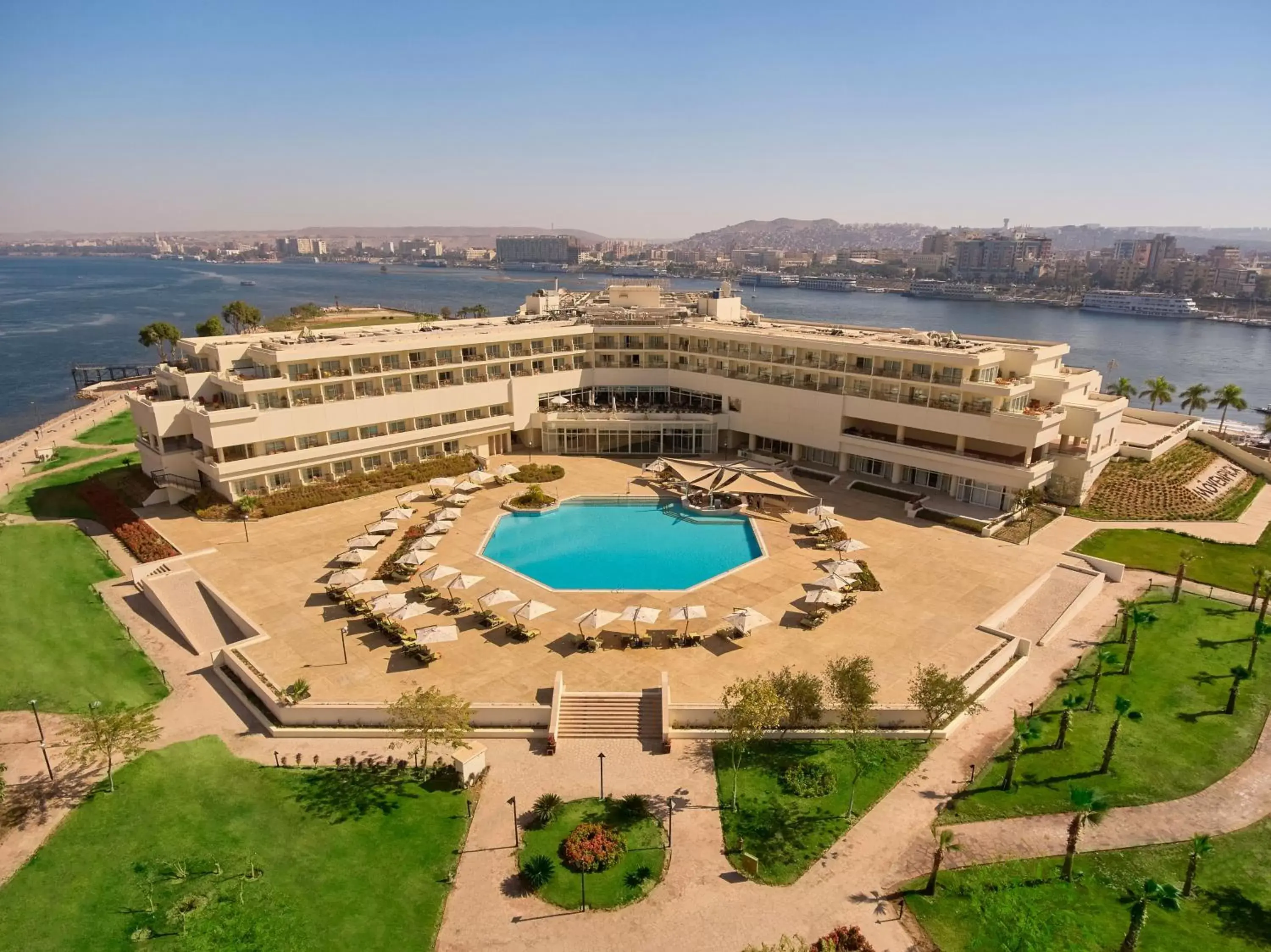 Pool view, Bird's-eye View in Mövenpick Resort Aswan