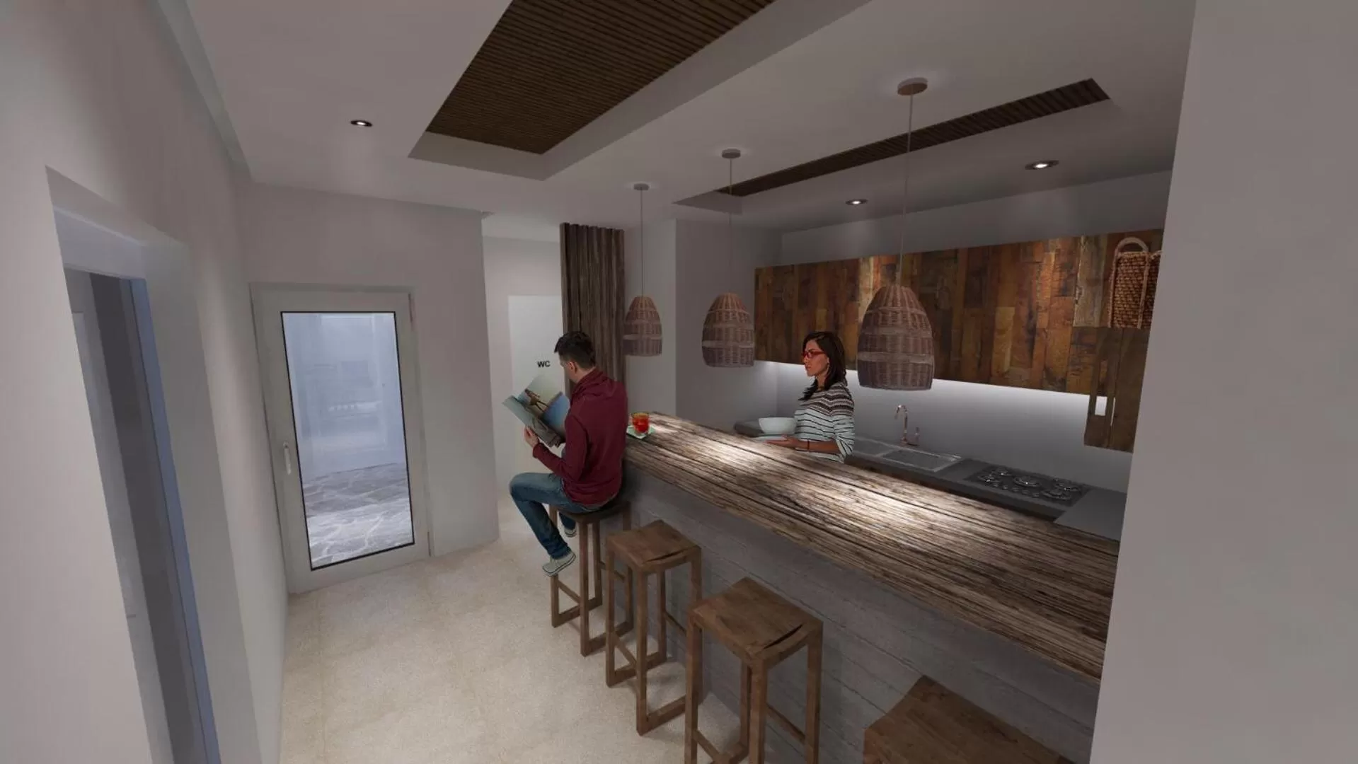 Kitchen or kitchenette, Bed in AELLIA HOTEL & SUITES LEROS