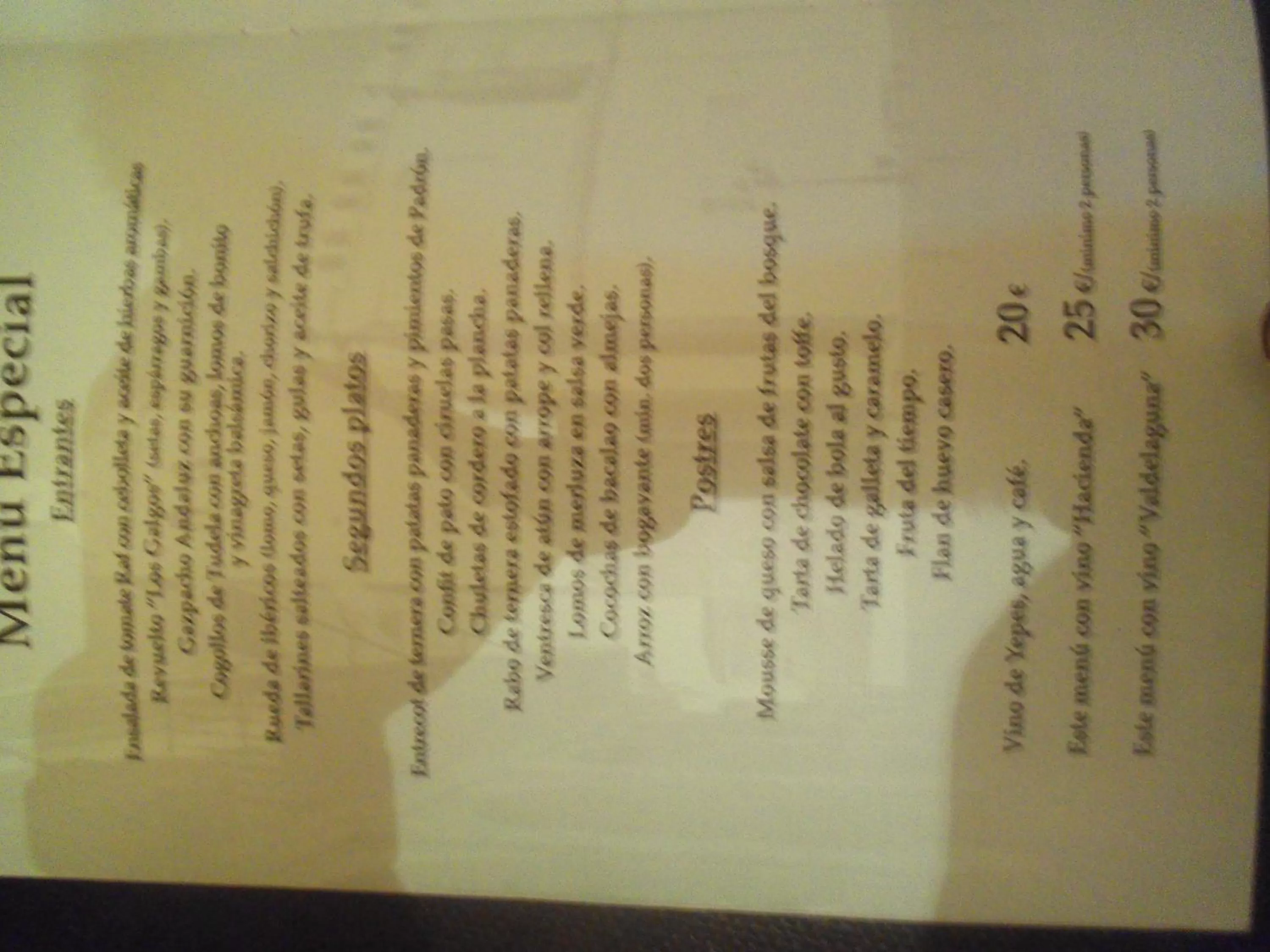 Meals in Hostal Los Galgos