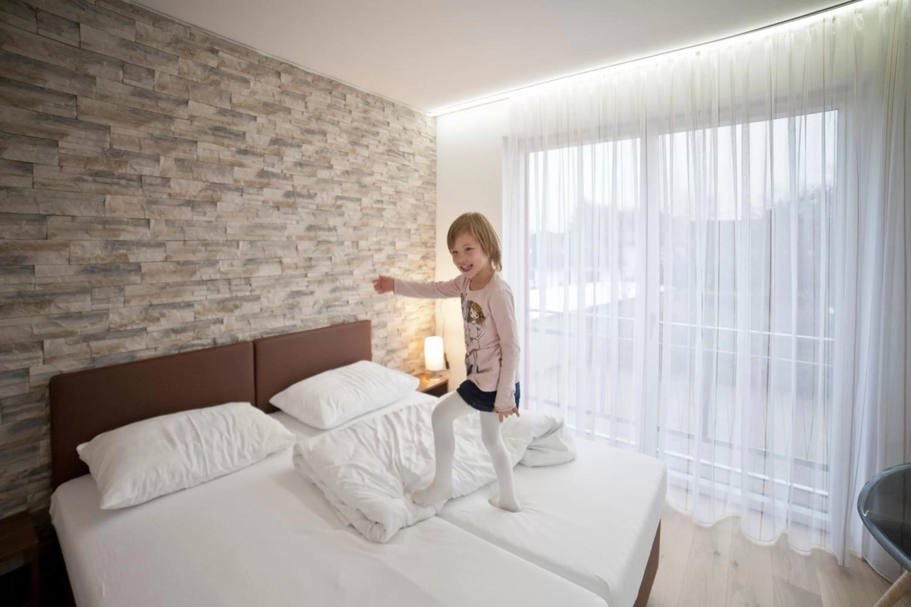 People, Bed in Hotel Wallern Garni