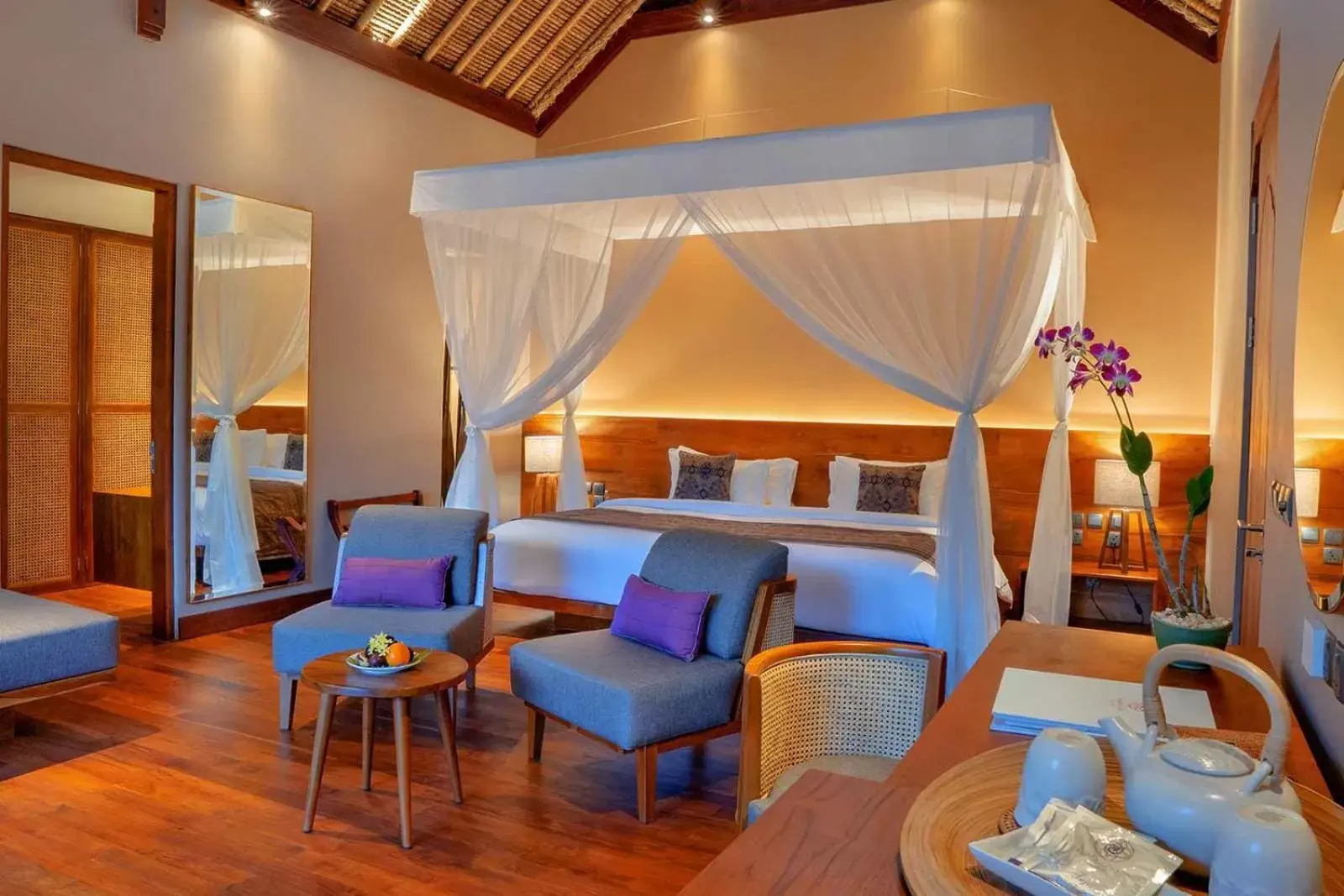 Bed, Seating Area in Fivelements Retreat Bali