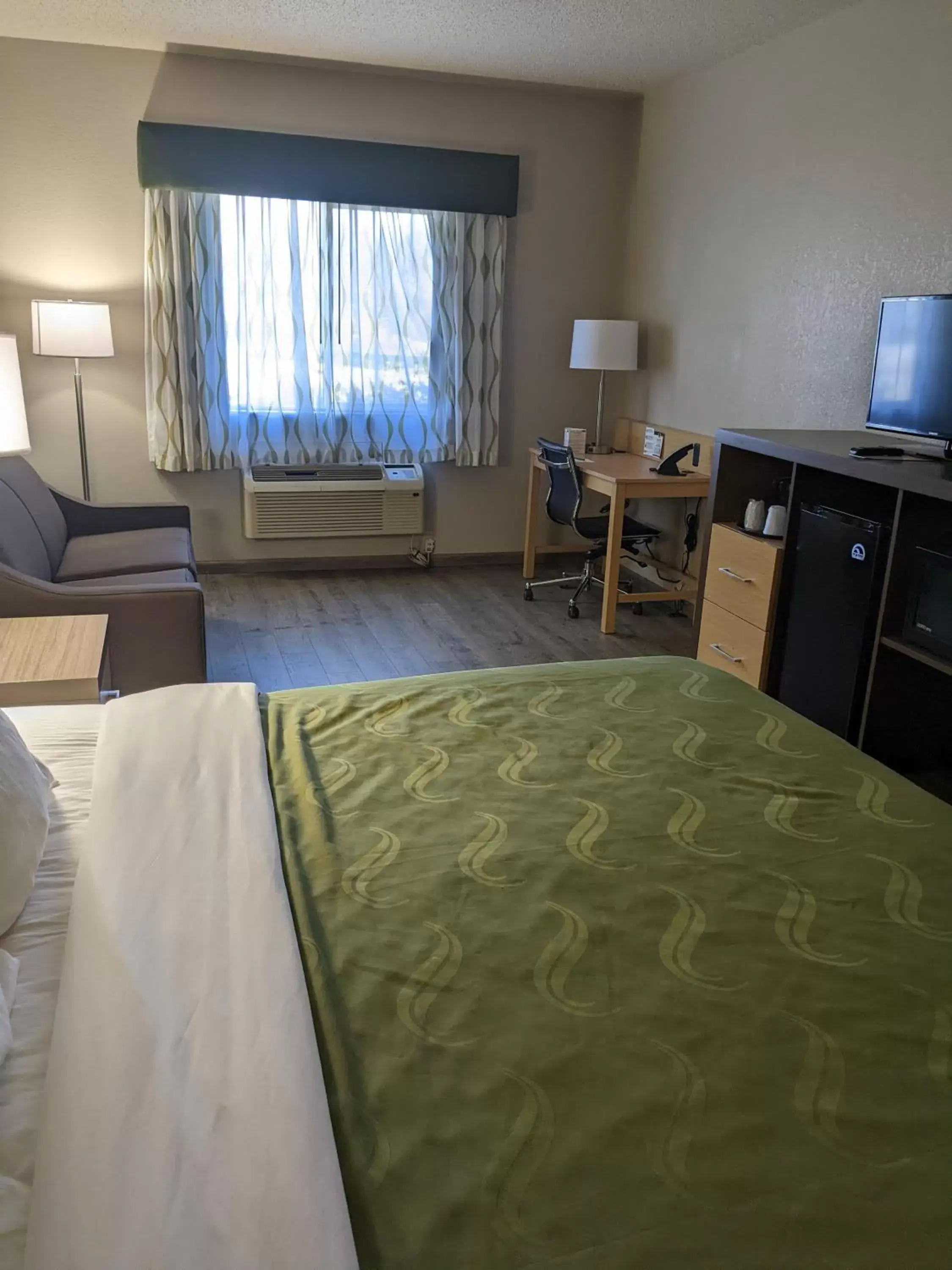Toilet, Bed in Quality Inn & Suites Delaware