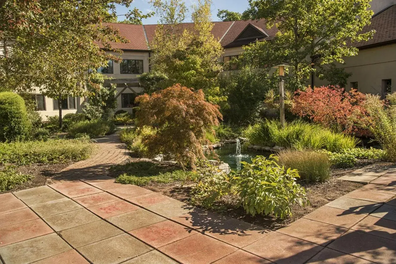 Patio, Property Building in Potawatomi Inn & Cabins