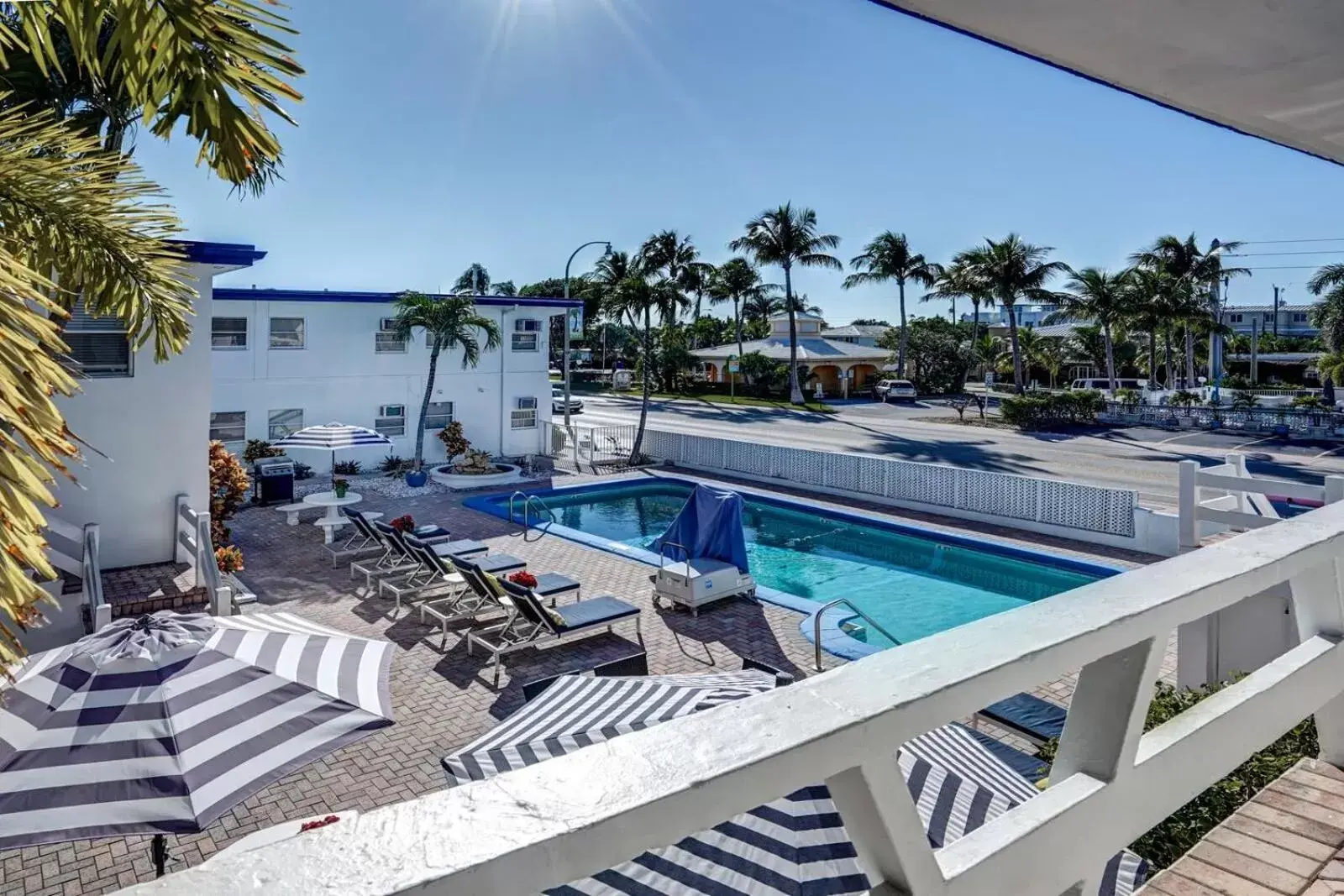 Pool View in Blue Strawberry by the Sea