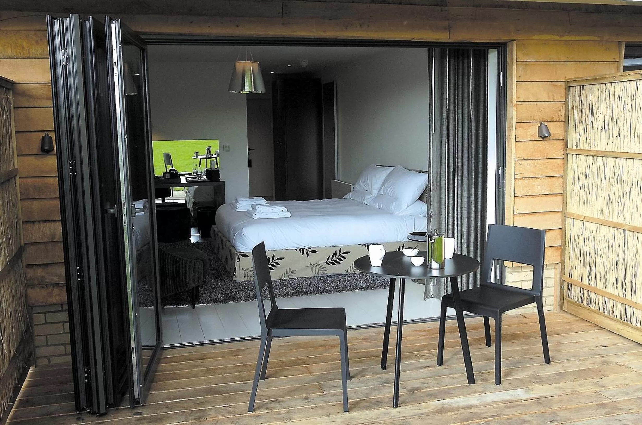 Balcony/Terrace, Bed in Tuddenham Mill Luxury Hotel