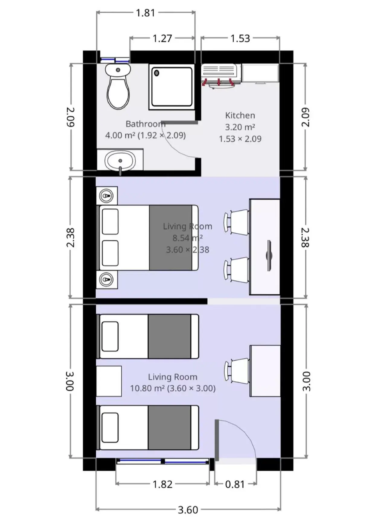 Photo of the whole room, Floor Plan in Golfview Motor Inn