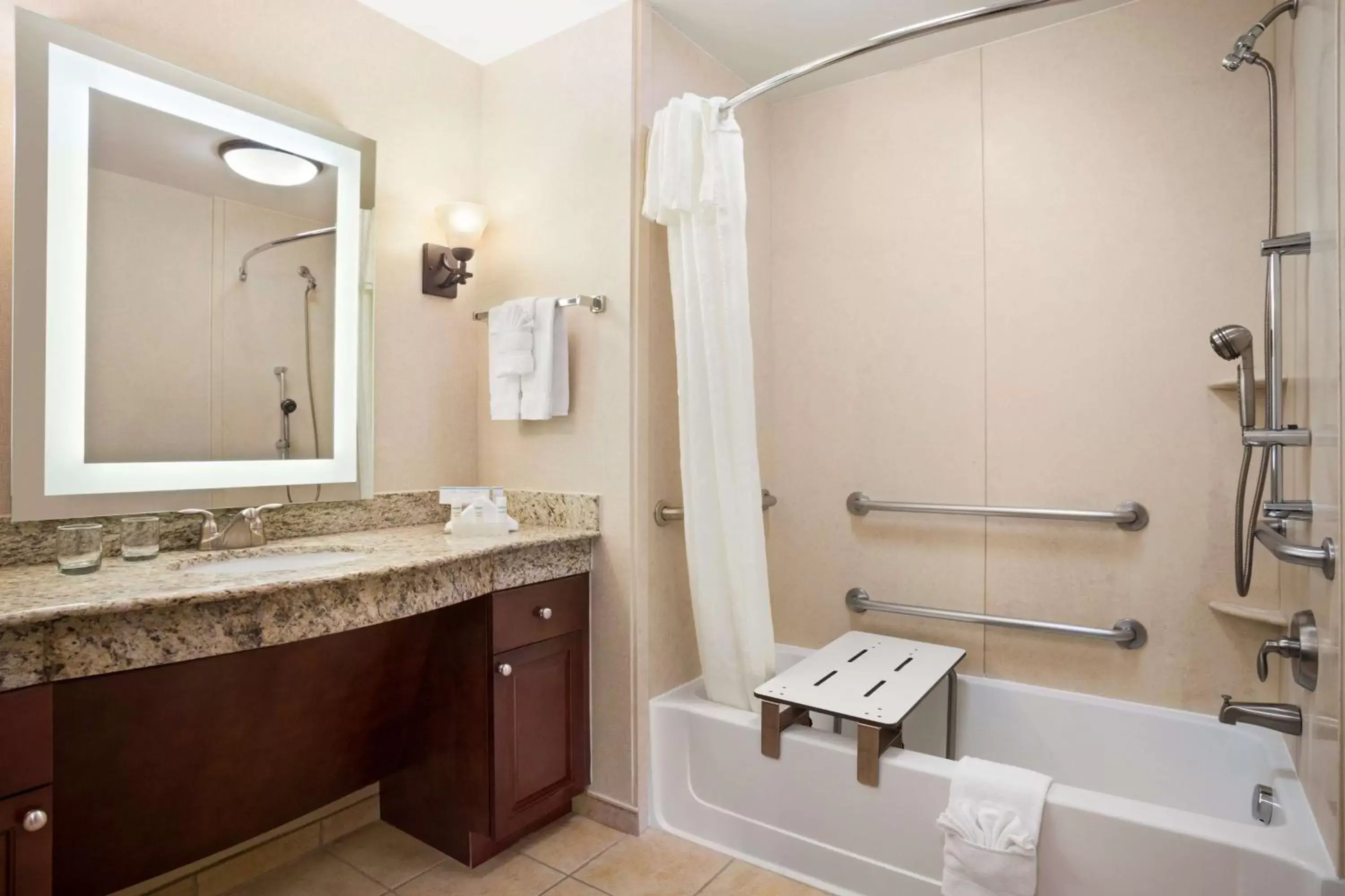 Bed, Bathroom in Homewood Suites by Hilton Denver - Littleton