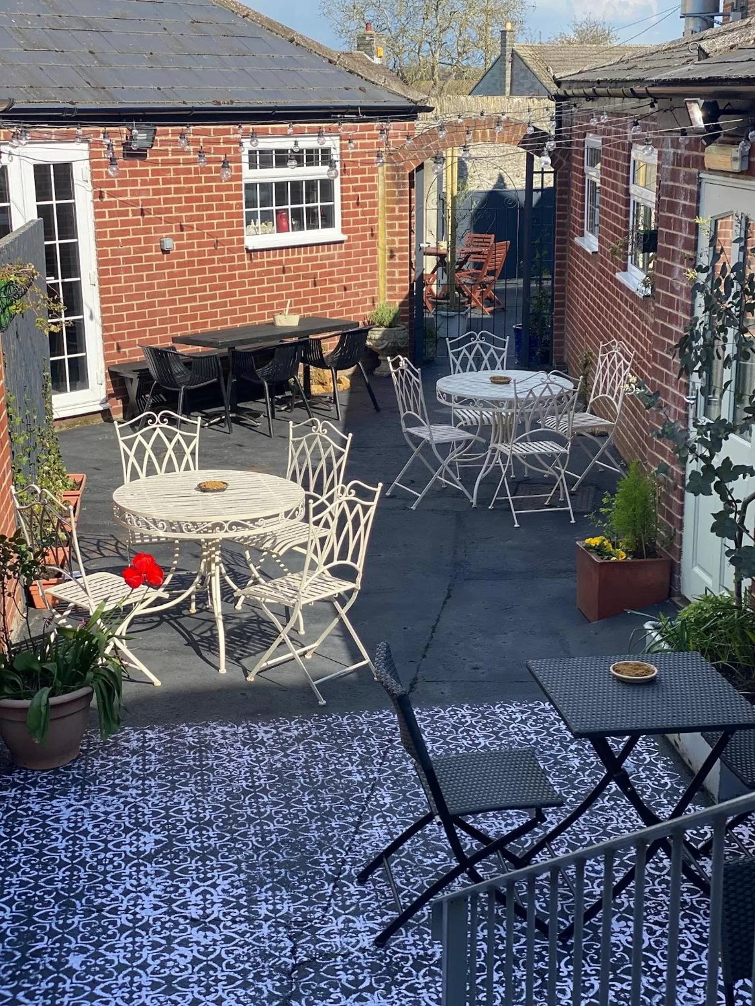 Patio in The Ilchester Arms Hotel, Ilchester Somerset