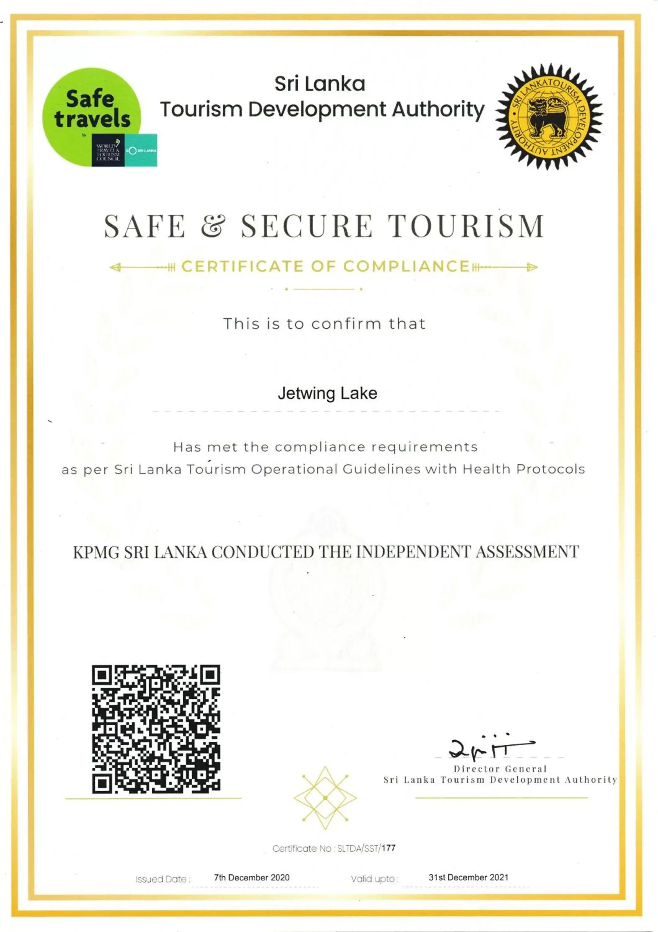 Logo/Certificate/Sign in Jetwing Lake