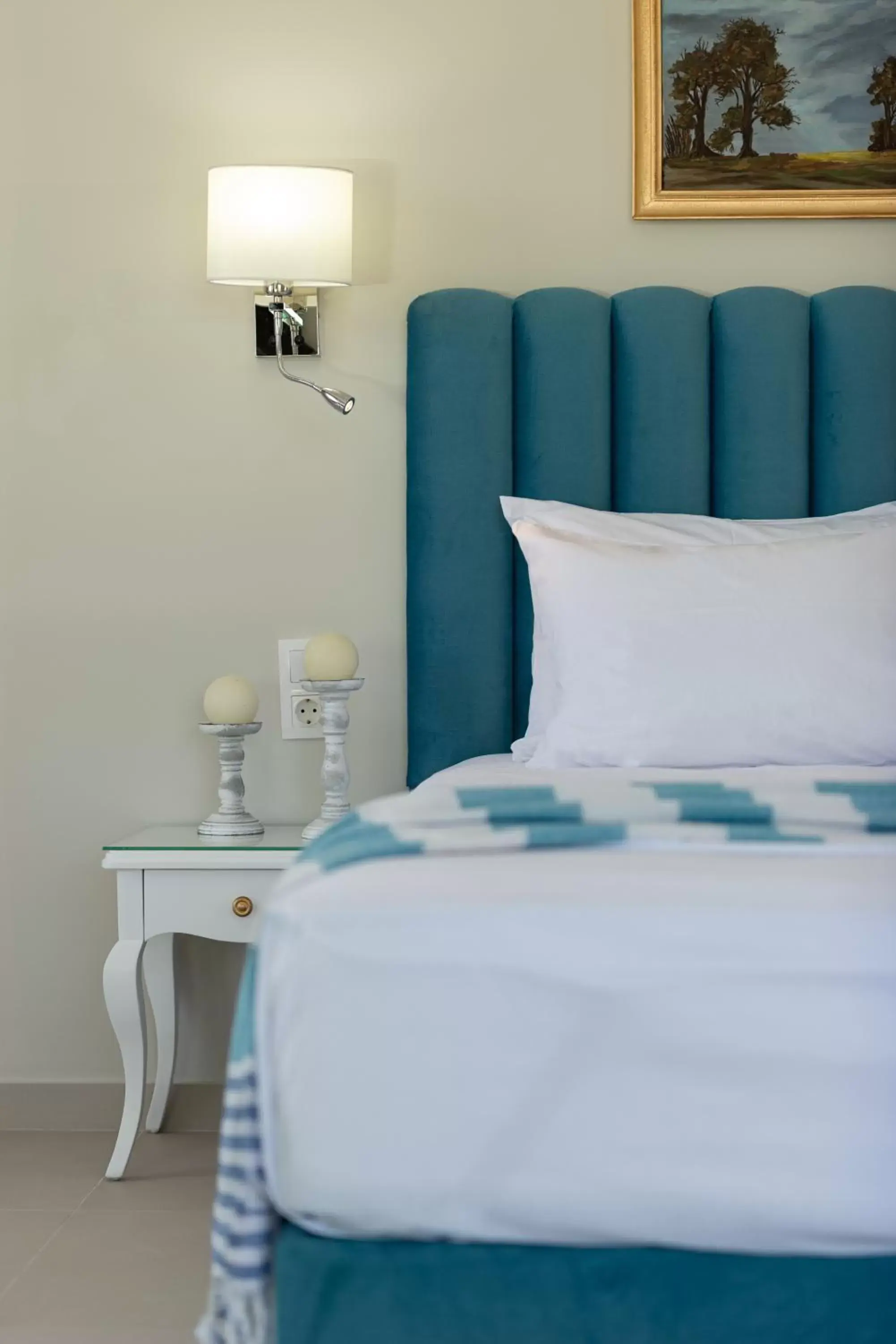 Bed in Light Blue Hotel