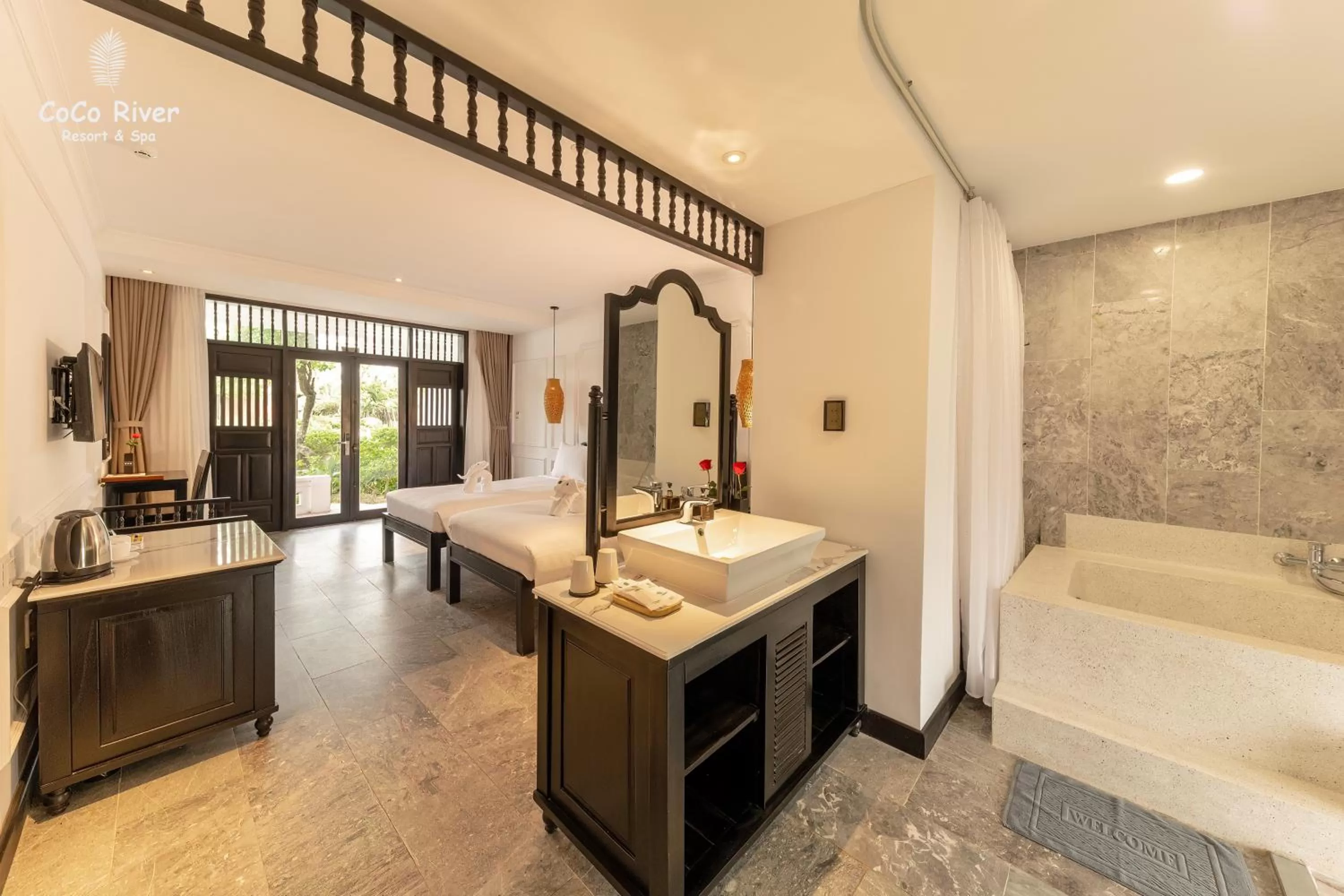 Bathroom, Bed in Hoi An Coco River Resort & Spa