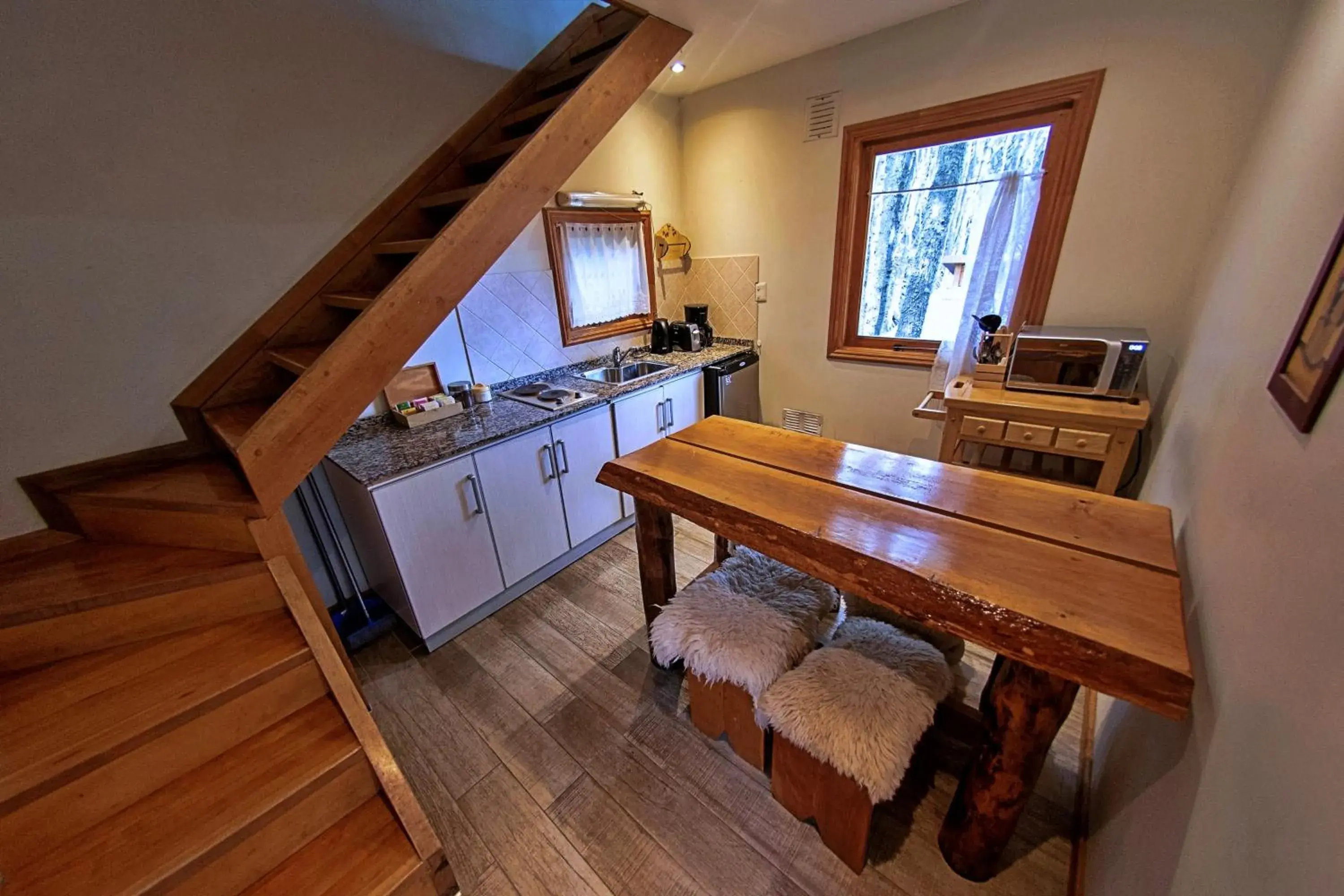 Seating area, Kitchen/Kitchenette in Patagonia Villa Lodge