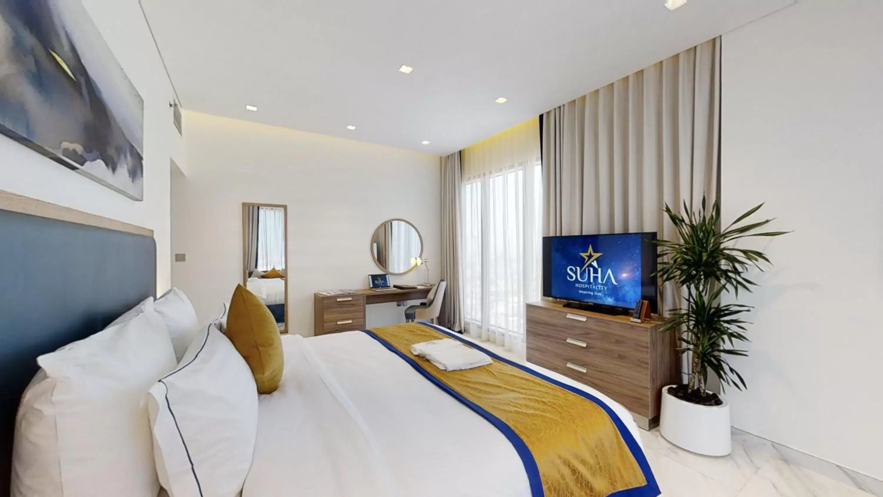 Bedroom, TV/Entertainment Center in Suha Mina Rashid Hotel Apartments