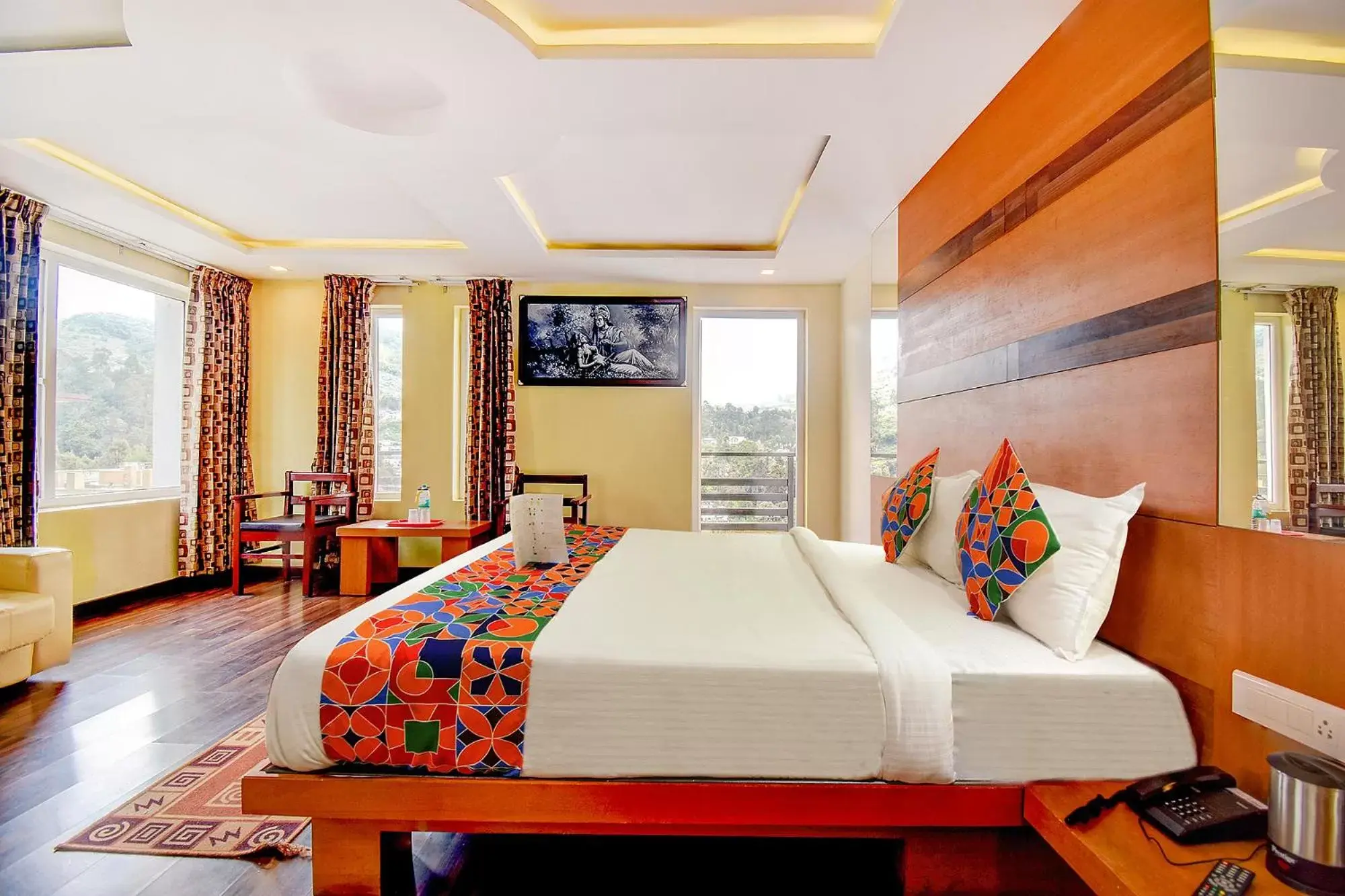 TV and multimedia, Bed in FabHotel Abirami Grand Inn