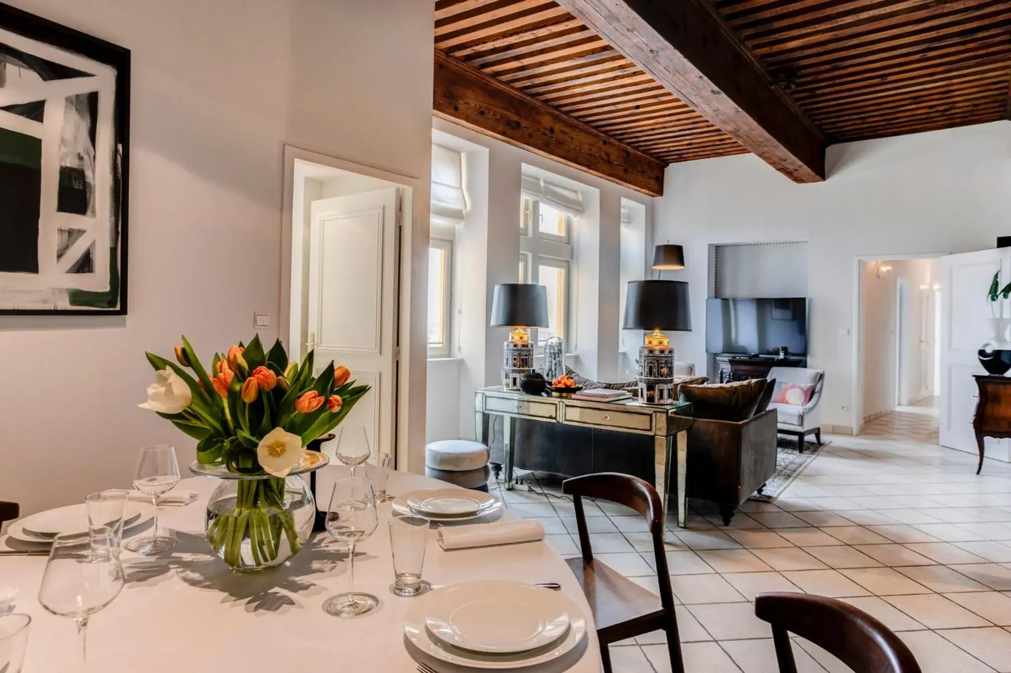 Living room, Dining Area in Villa Florentine