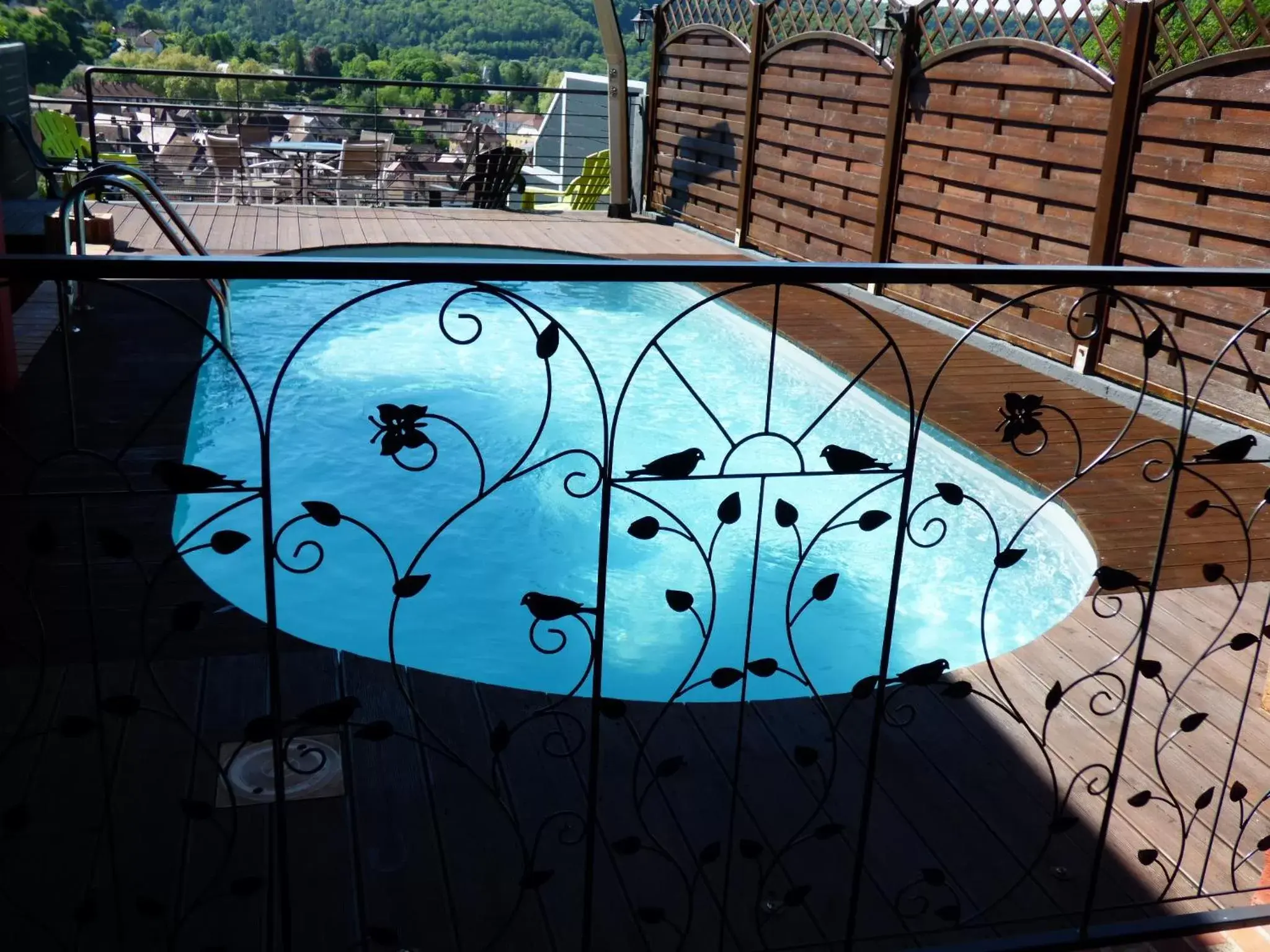 Balcony/Terrace, Pool View in La Colline aux Yeux Doubs