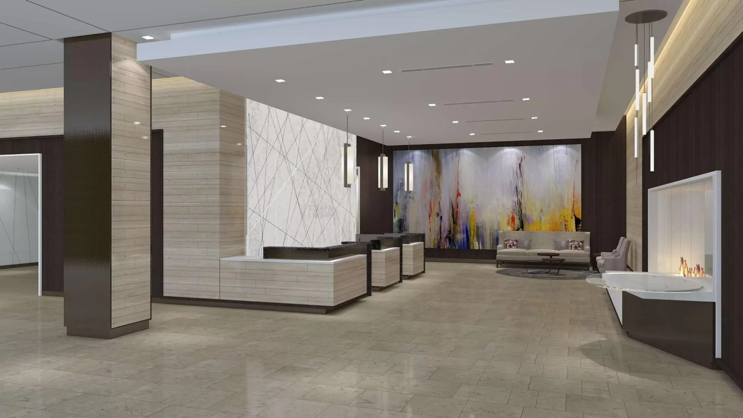 Lobby or reception in Hilton Rochester Mayo Clinic Area