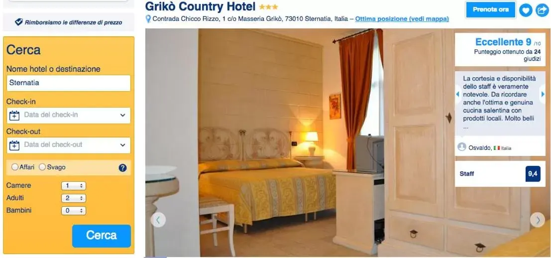 Bed in Grikò Country Hotel