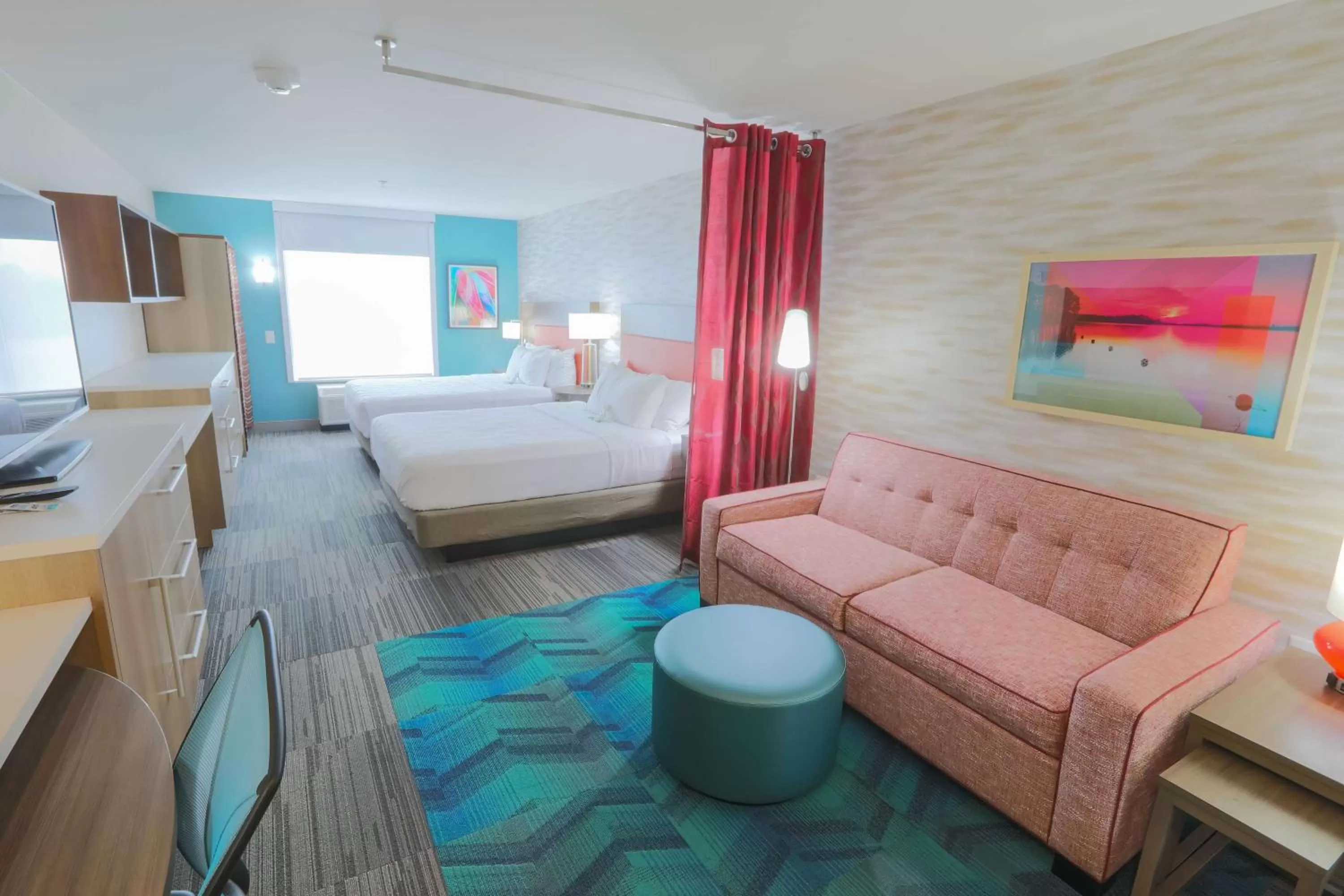 Living room, Bed in Home2 Suites By Hilton Cumming Atlanta, Ga