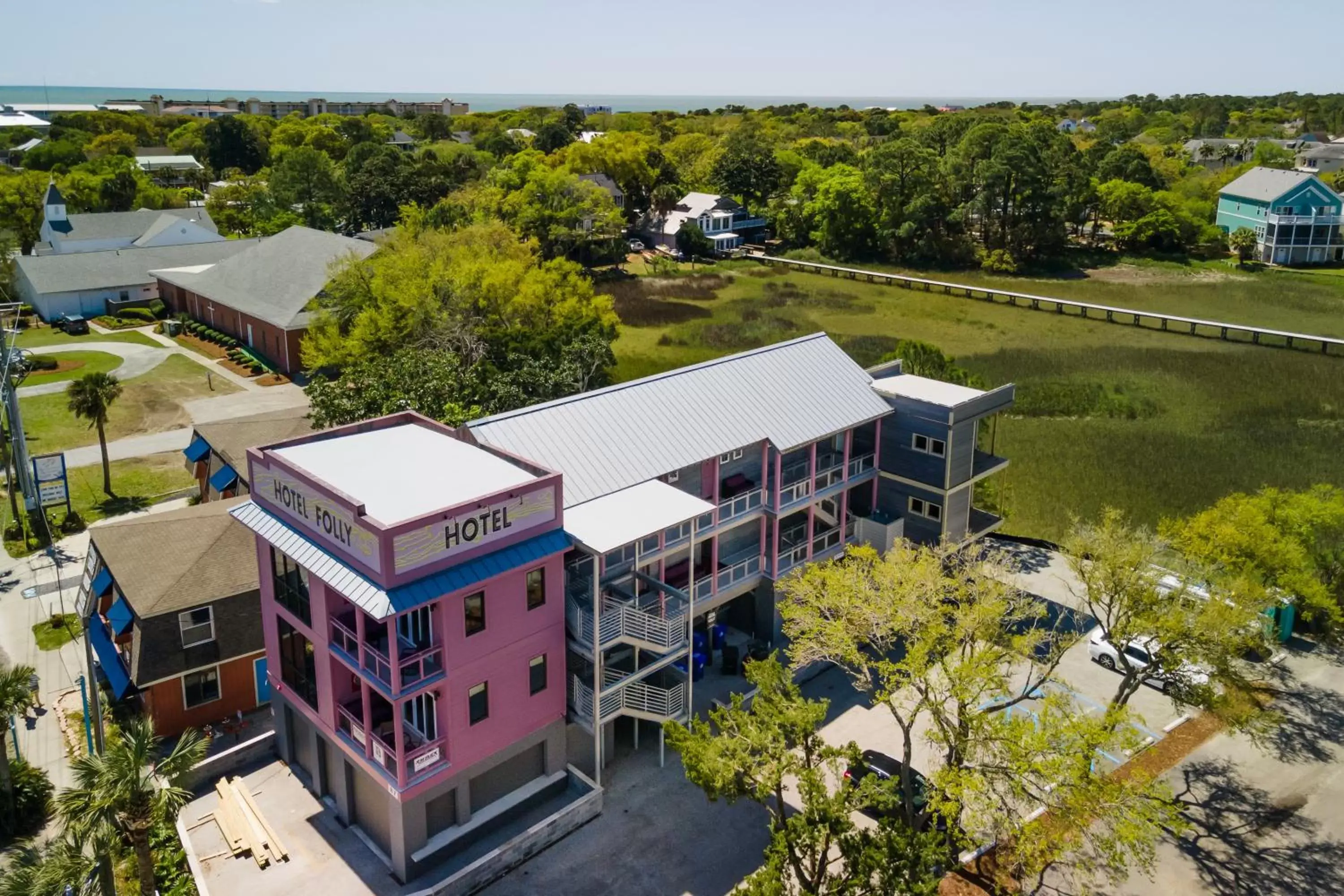 Bird's-eye View in NEW Completely Renovated Hotel Folly with Sunset Views