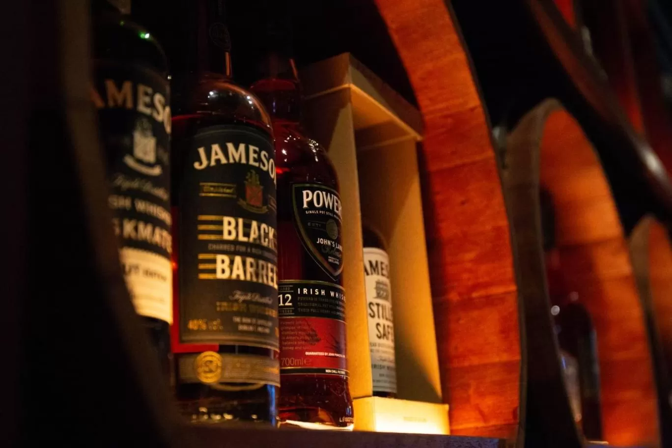 Alcoholic drinks in The Strand Hotel, the former residence of Oscar Wilde