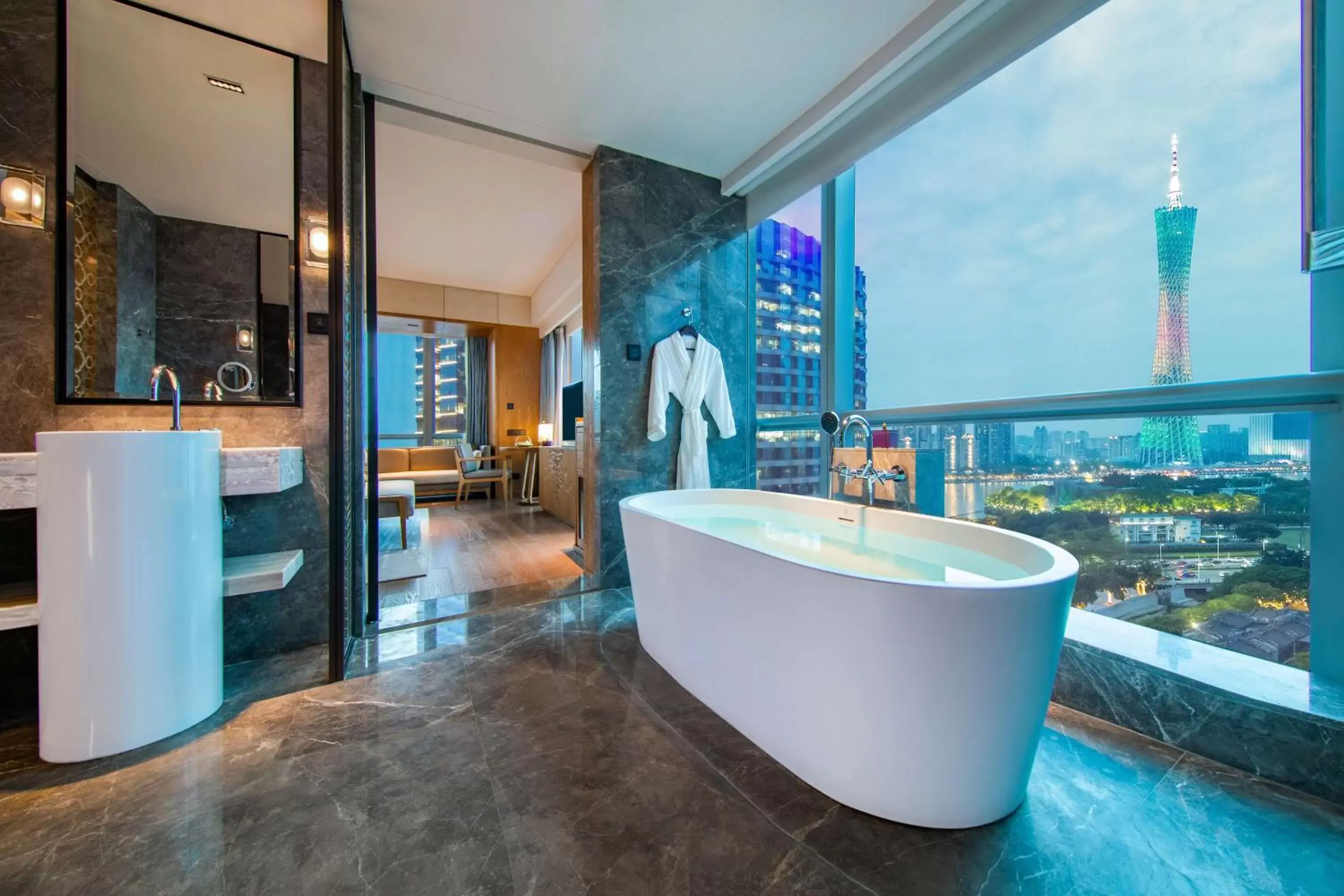 Bathroom in Conrad Guangzhou - Free shuttle between hotel and Exhibition Center during Canton Fair & Exhibitor registration Counter