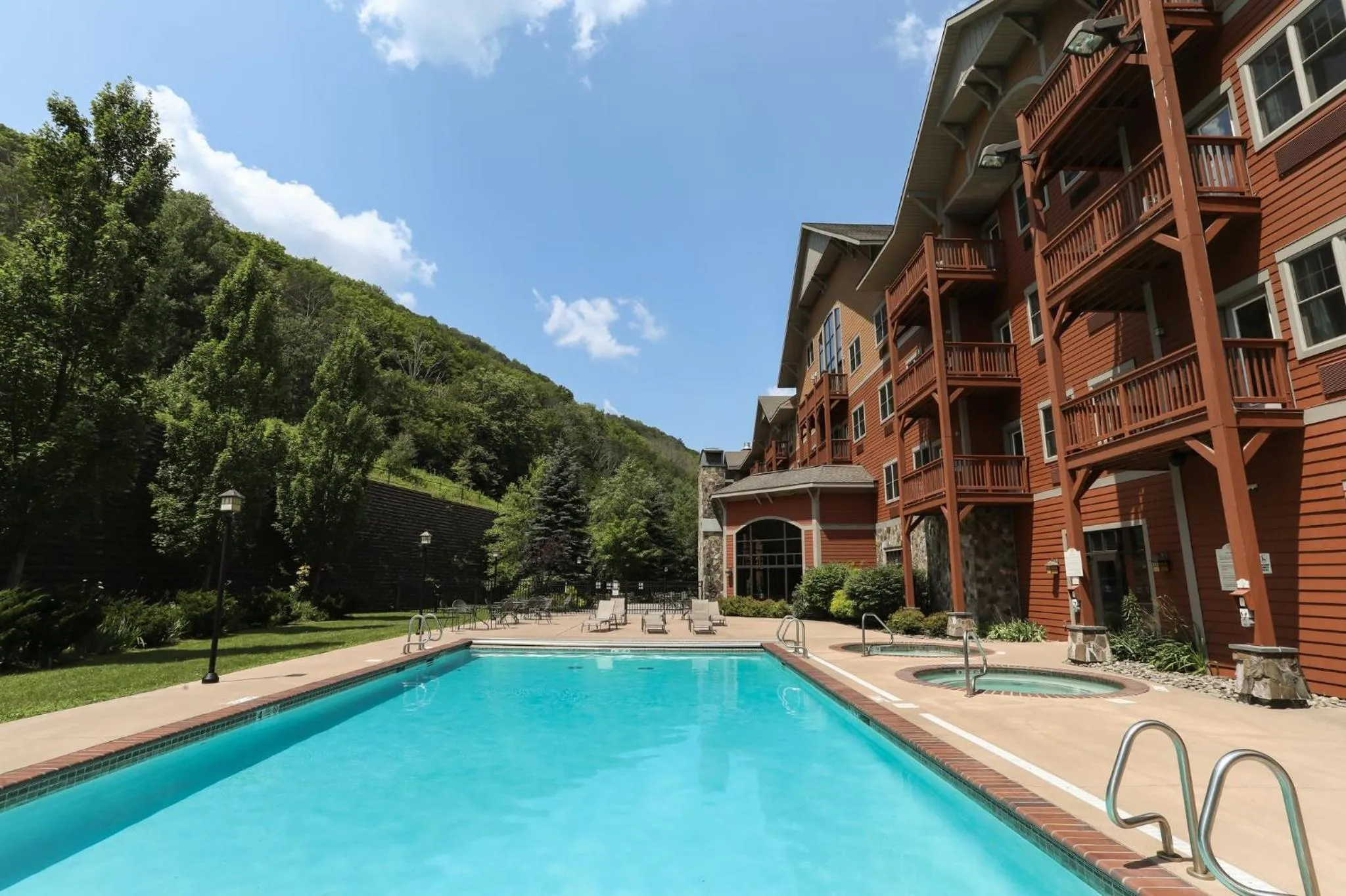 Swimming pool in Kaatskill Mountain Club and Condos by Hunter Mountain