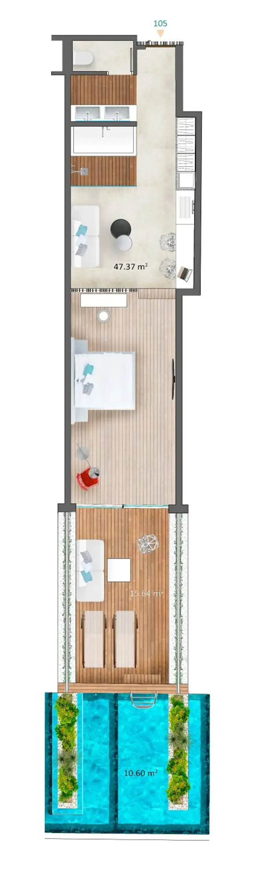 Floor Plan in Mykonos Dove Beachfront Hotel