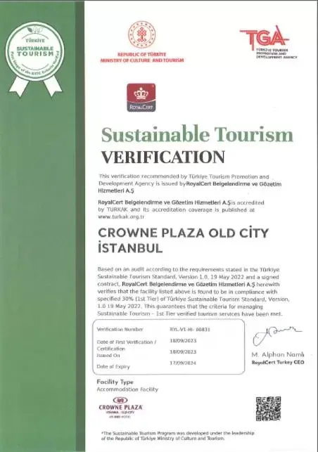 Logo/Certificate/Sign, Logo/Certificate/Sign/Award in Crowne Plaza Istanbul - Old City, an IHG Hotel