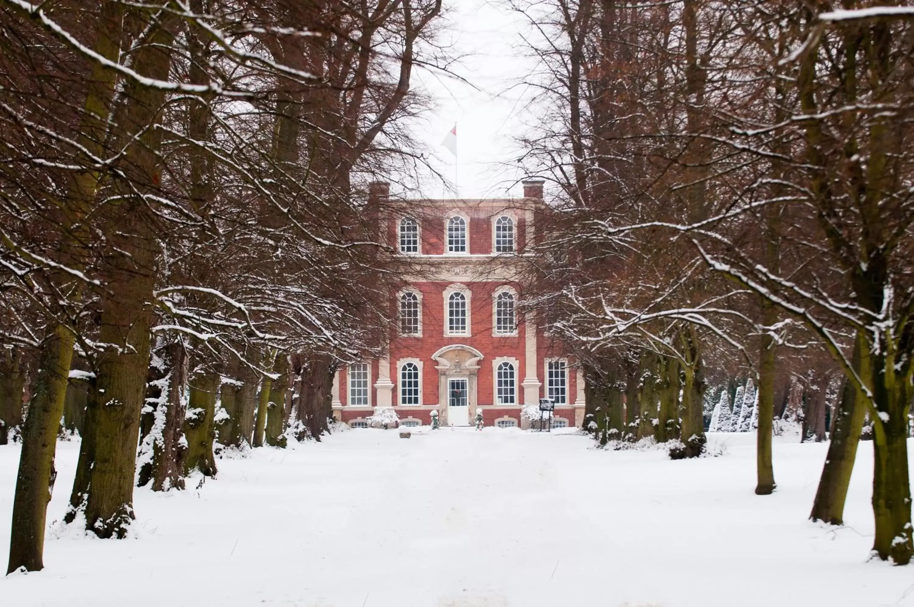 Facade/entrance, Winter in Chicheley Hall