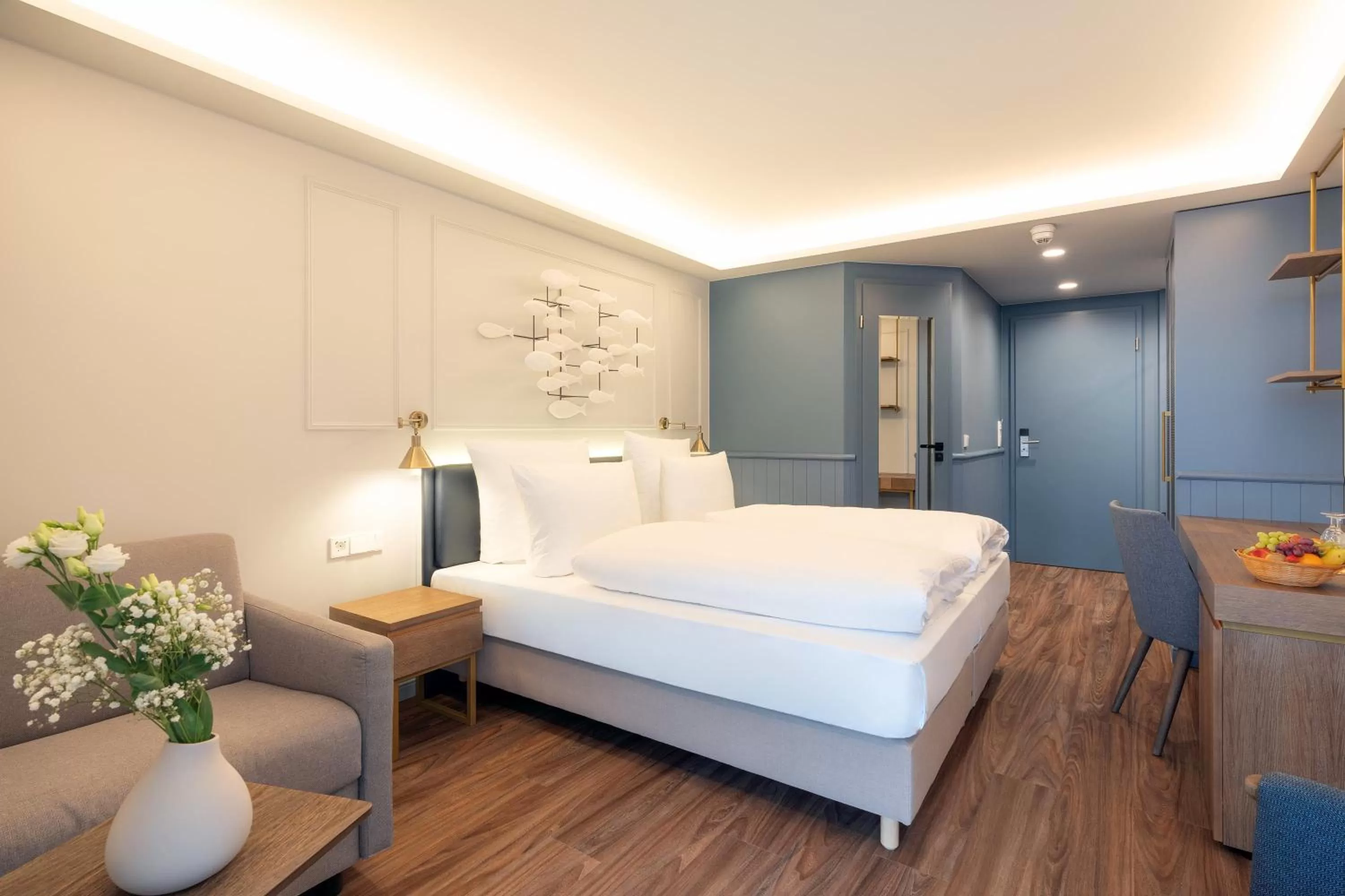 Bed in SEETELHOTEL Pommerscher Hof das Wellnesshotel im Herzen der Kaiserbäder mit direktem Zugang zur Wellnessoase Shehrazade