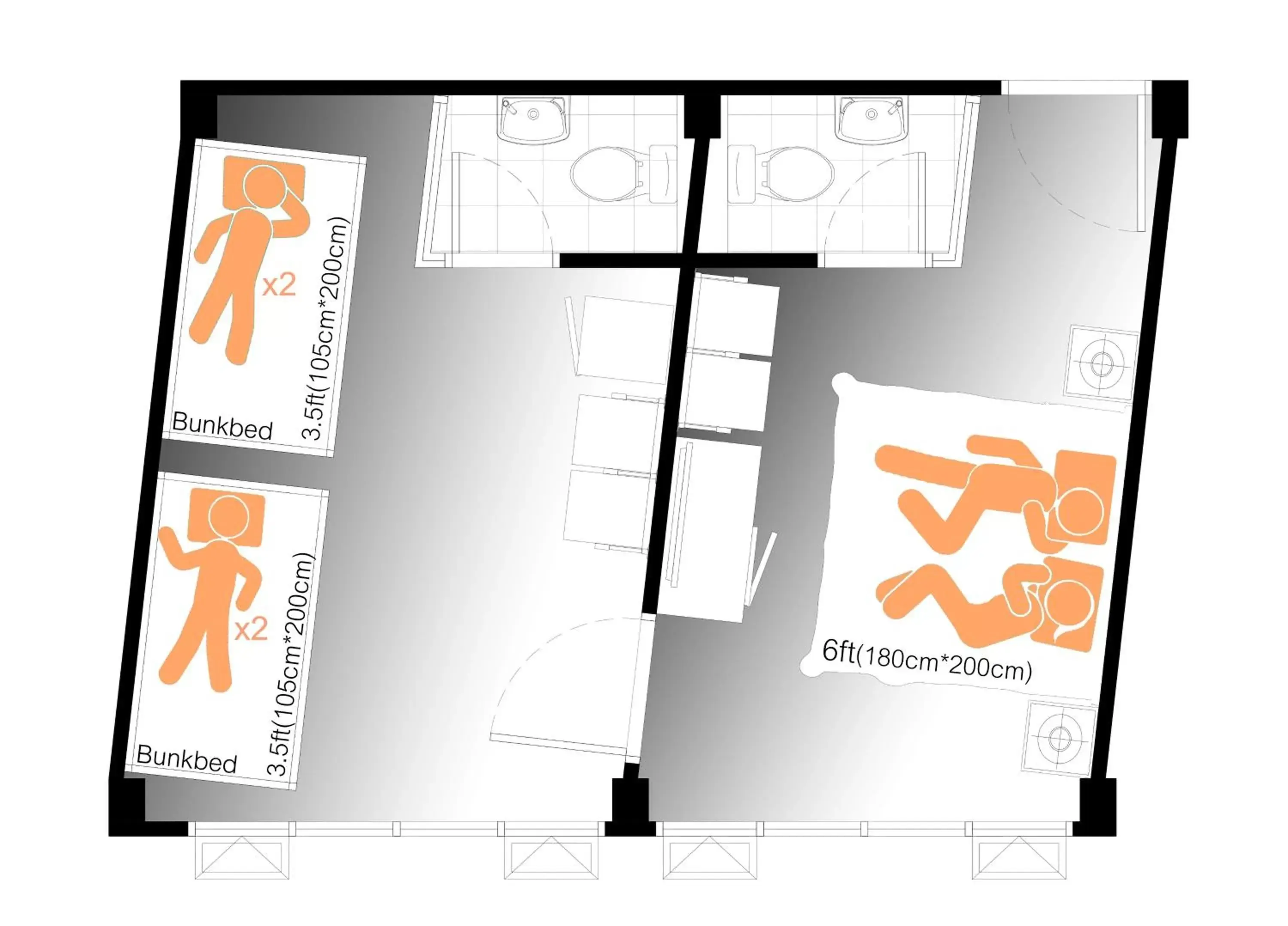 Photo of the whole room, Floor Plan in Hotel Ordinary Bangkok