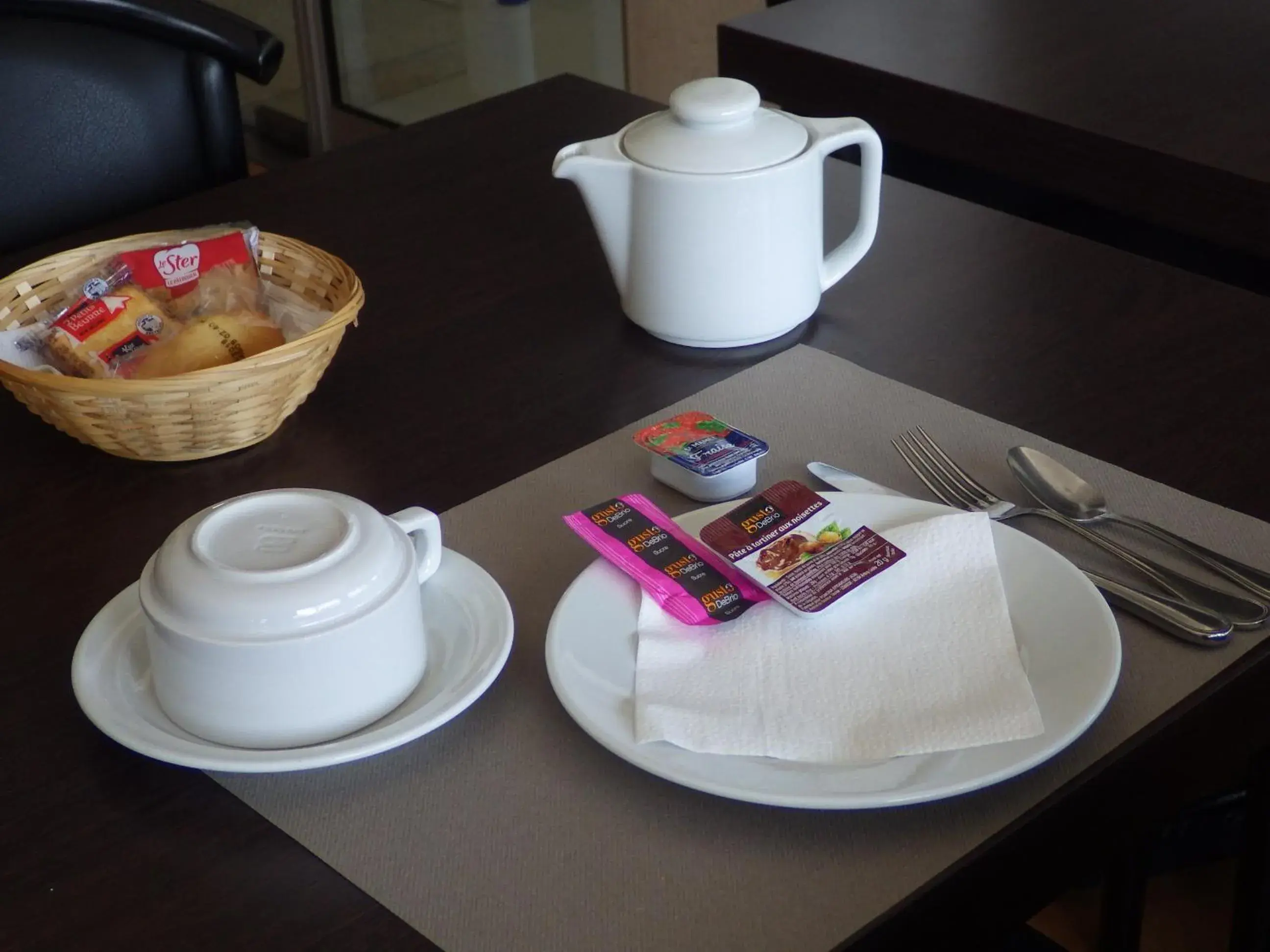 Continental breakfast in Hotel Notre Dame de la Sarte