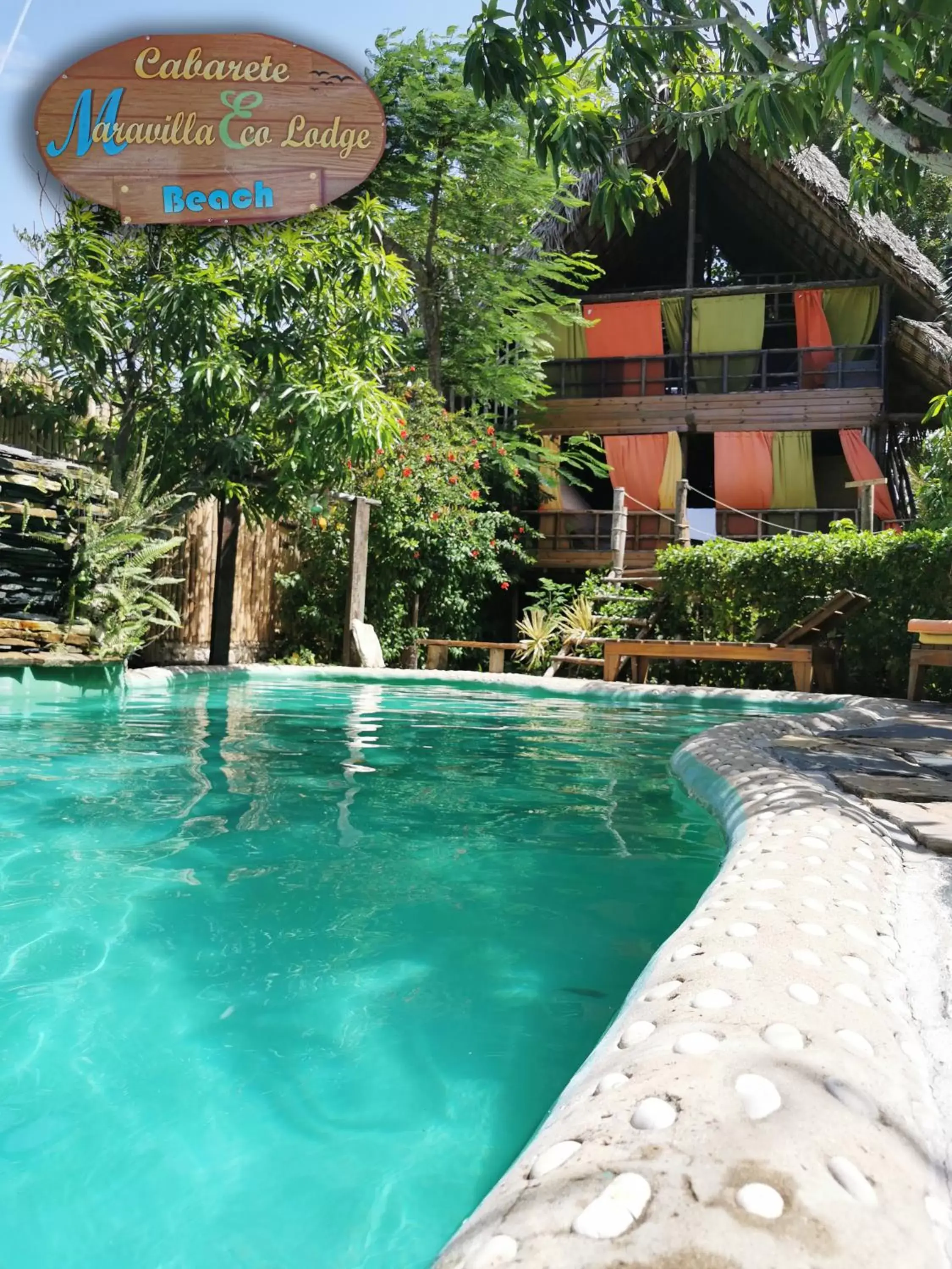 Property building, Swimming Pool in Cabarete Maravilla Eco Lodge Boutique Beach Surf & Kite