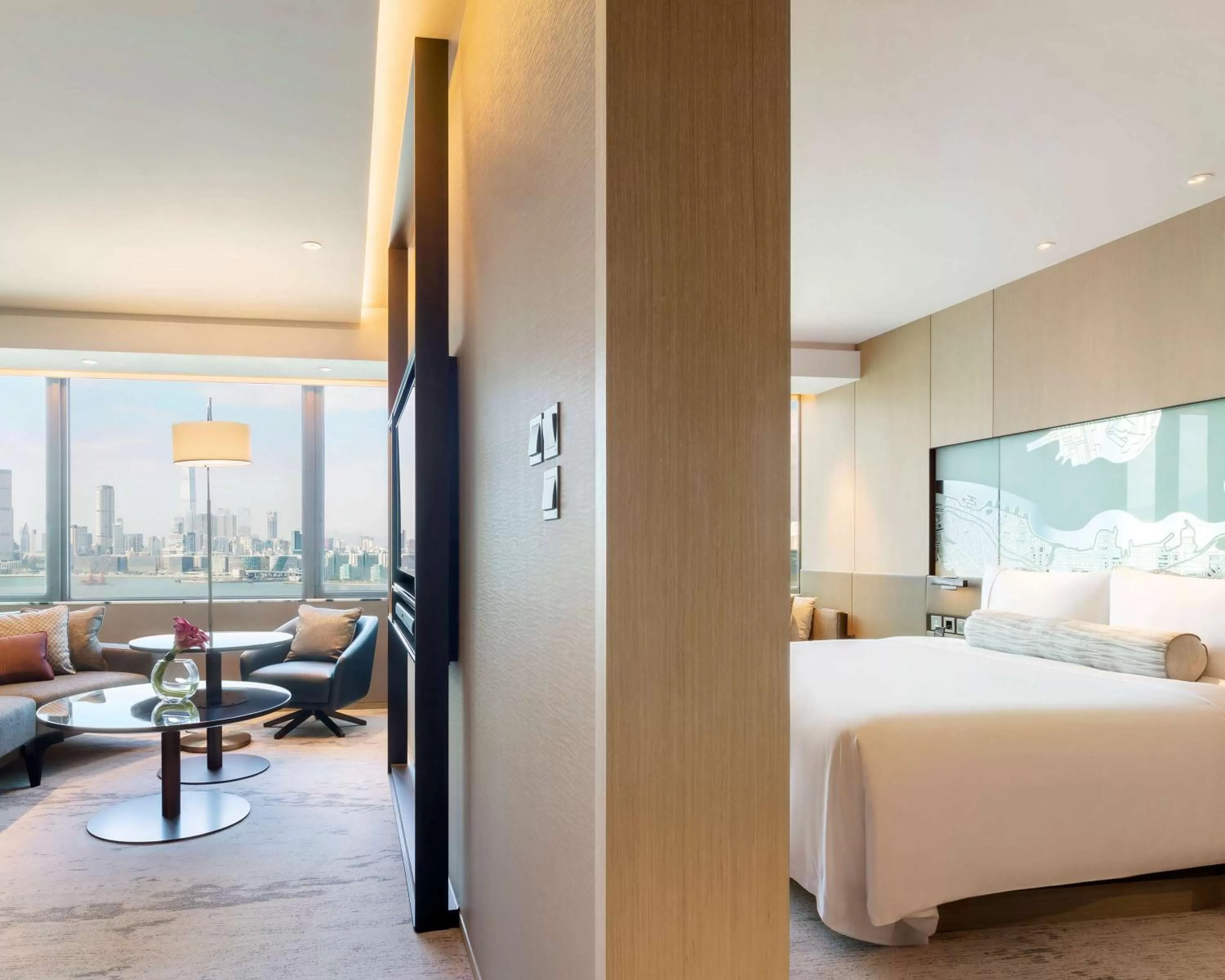 Living room, Bed in Hyatt Centric Victoria Harbour