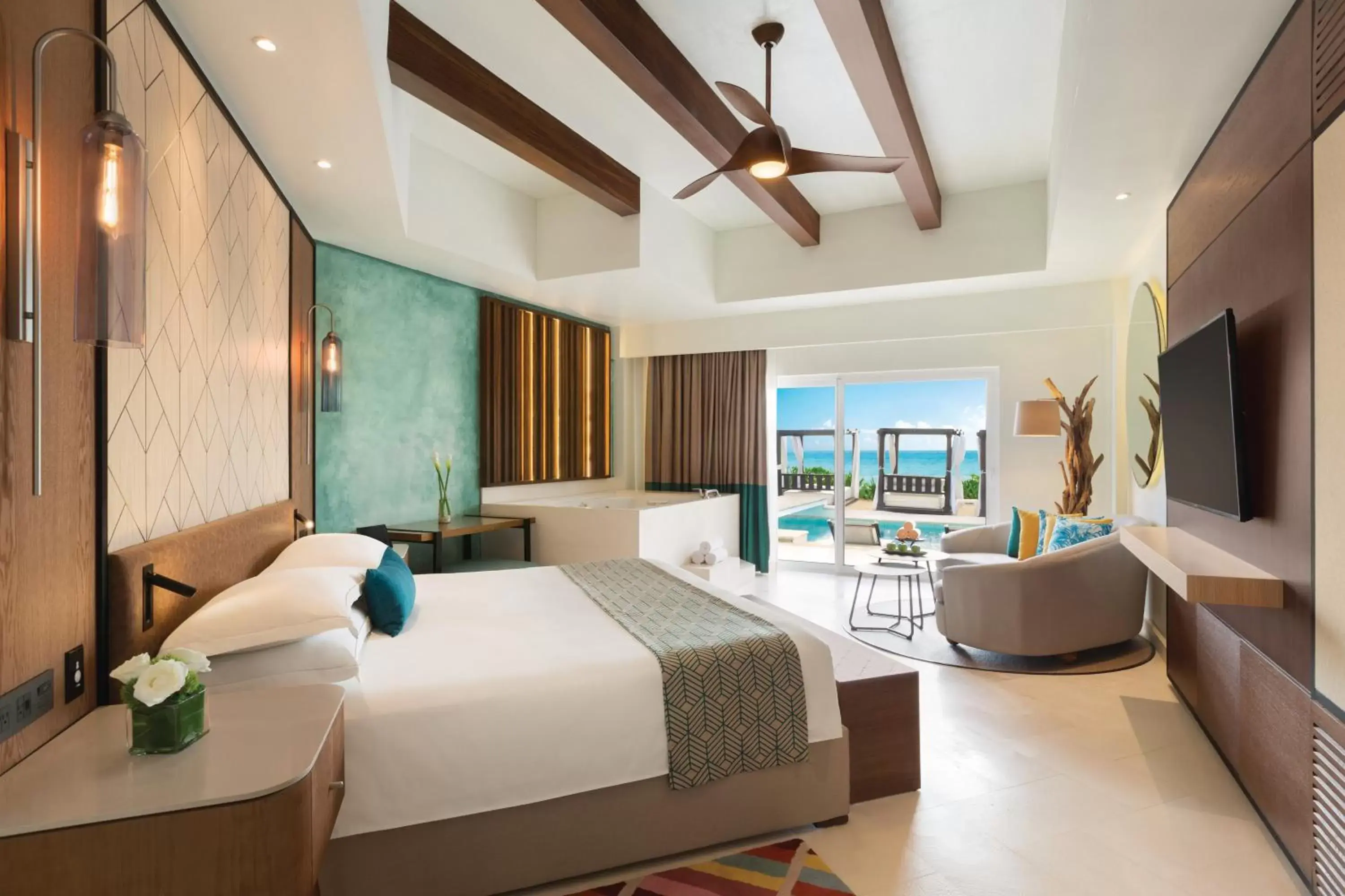 Junior Suite Swim-Up Oceanfront - 1 King Bed in Hilton Playa del Carmen, an All-Inclusive Adult Only Resort