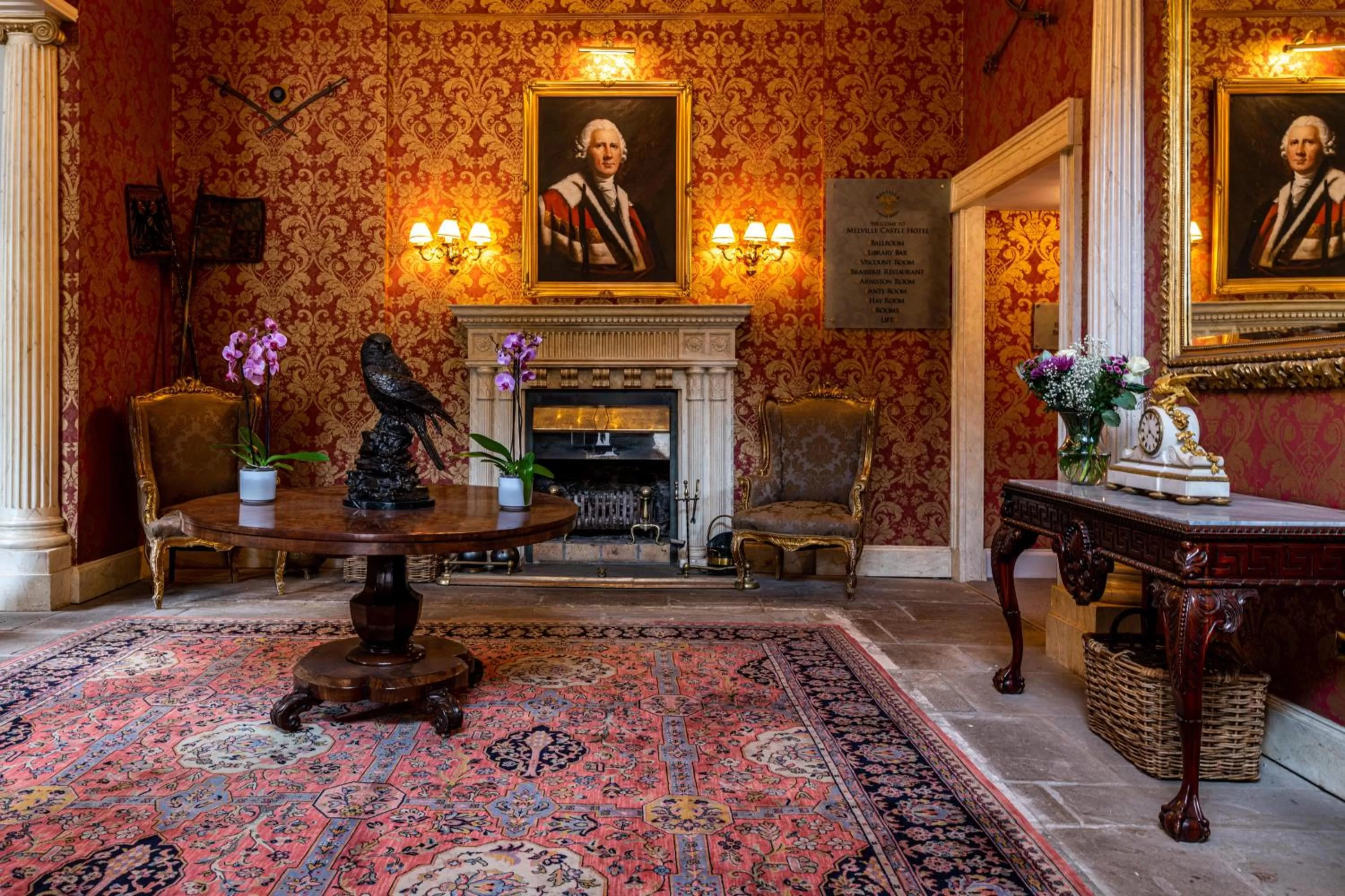 fireplace in Melville Castle Hotel